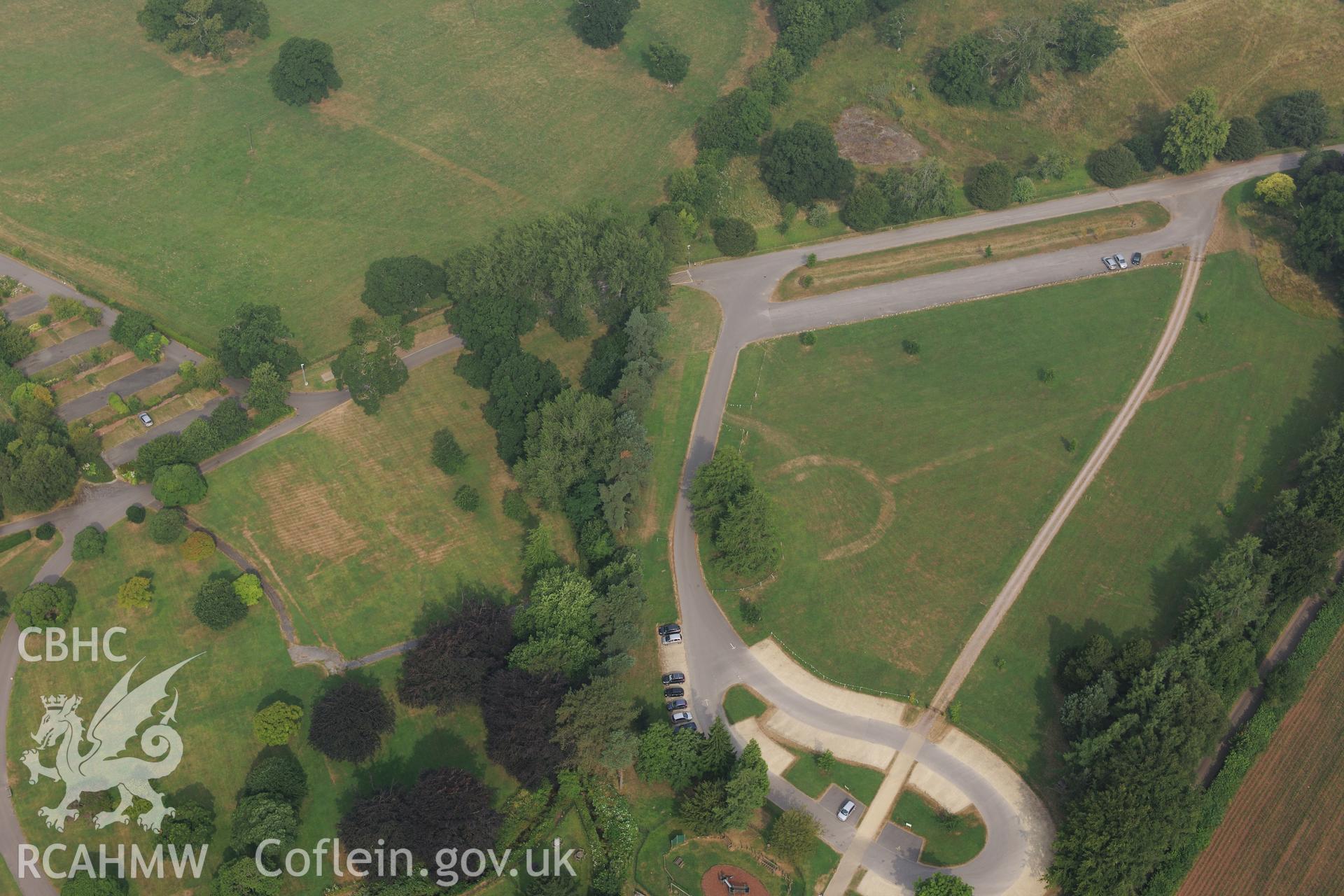 Royal Commission aerial photography of Dyffryn Gardens recorded during drought conditions on 22nd July 2013.