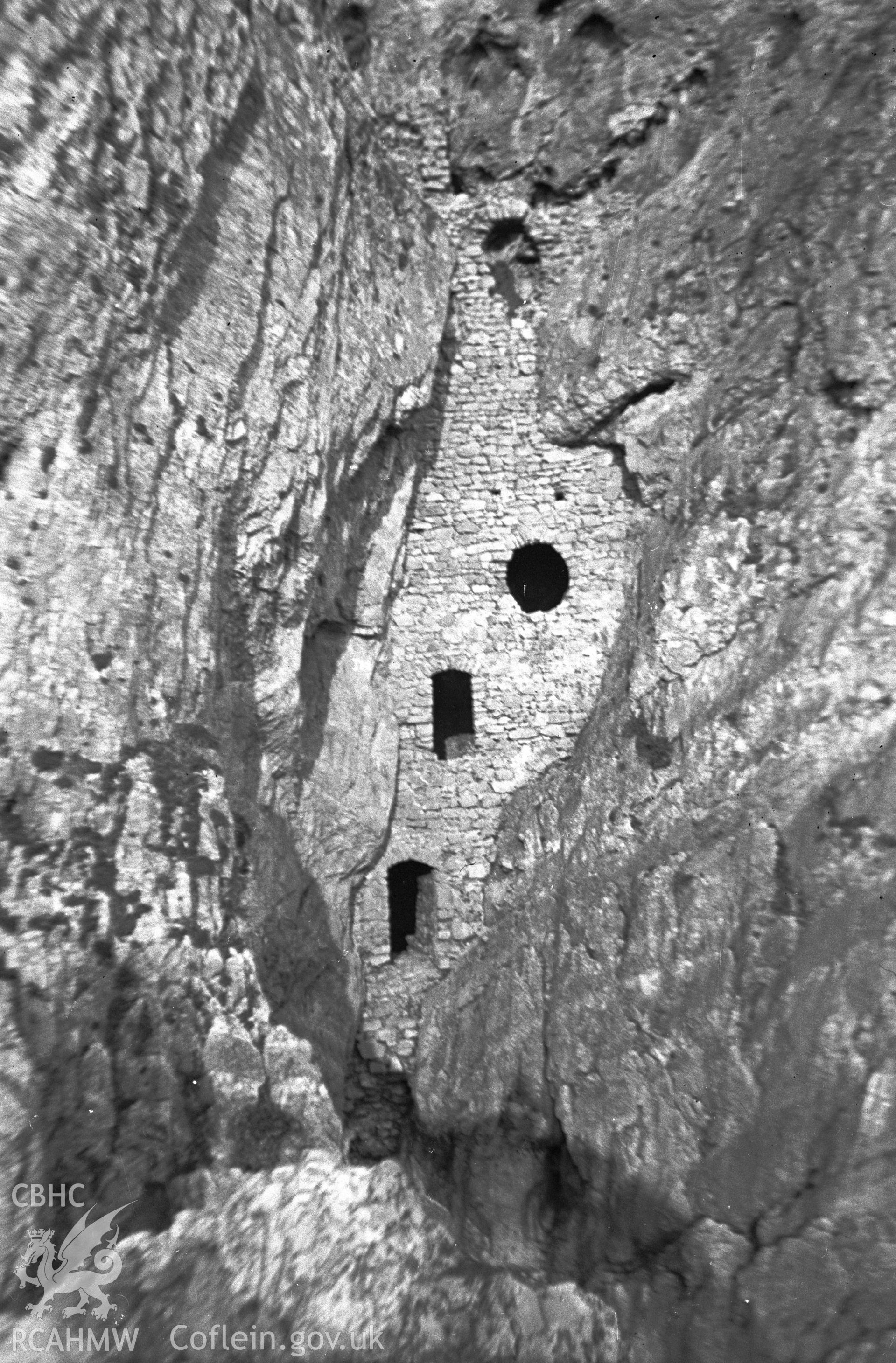 Digital copy of a black and white negative showing Culver Hole, Port Eynon.