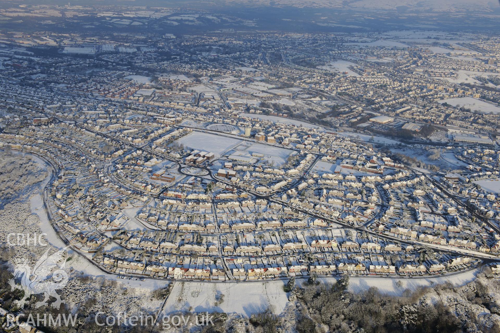 The garden suburb of Townhill, on the western side of Swansea. Oblique aerial photograph taken during the Royal Commission?s programme of archaeological aerial reconnaissance by Toby Driver on 24th January 2013.