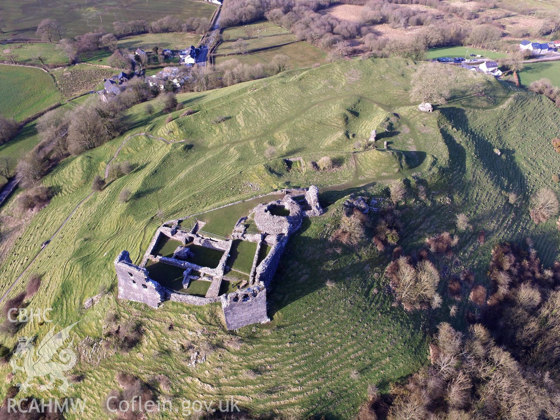 Colour photo showing view of Dryslwyn, taken by Paul R. Davis, 2018.