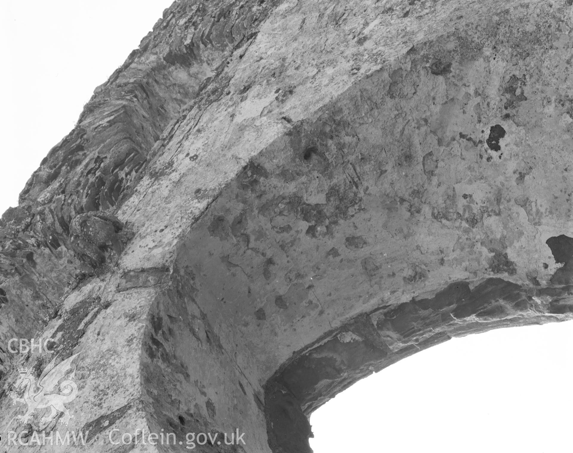 Digital copy of a view of wall detail at Bishops Palace, St Davids.