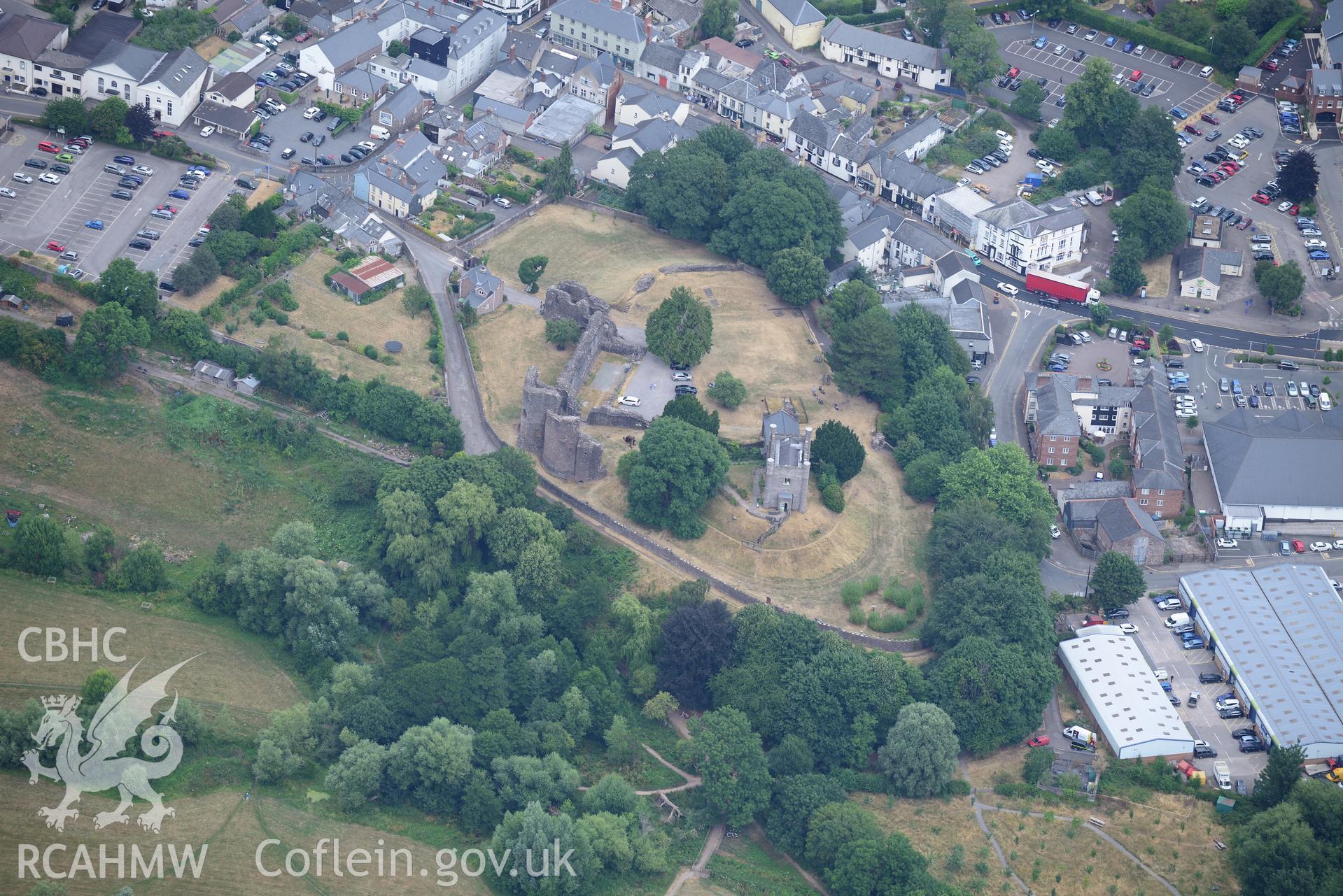 Royal Commission aerial photography of Abergavenny taken on 19th July 2018 during the 2018 drought.