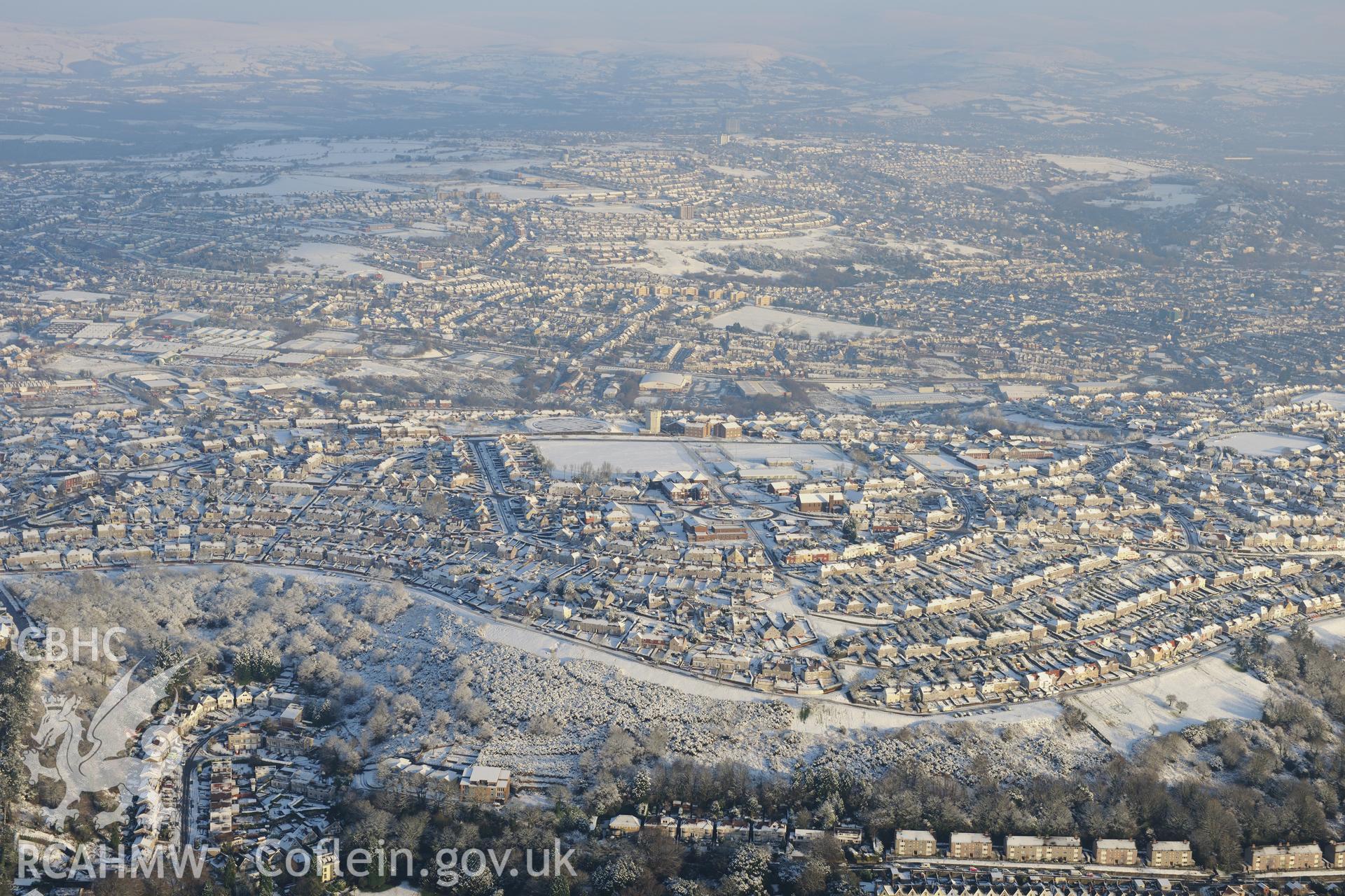 The garden suburb of Townhill, on the western side of Swansea. Oblique aerial photograph taken during the Royal Commission?s programme of archaeological aerial reconnaissance by Toby Driver on 24th January 2013.