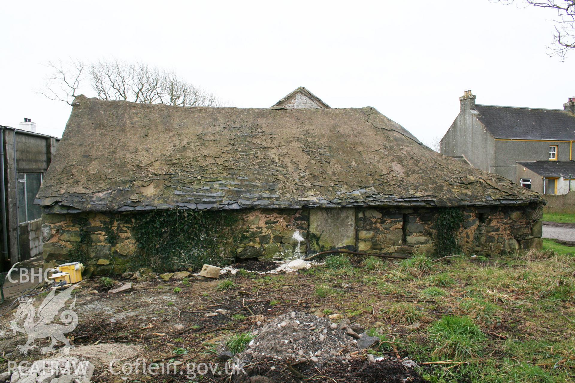 Photographic survey showing exterior of Trehilyn stable/ granary/ cowhouse range by Geoff Ward, 2011.