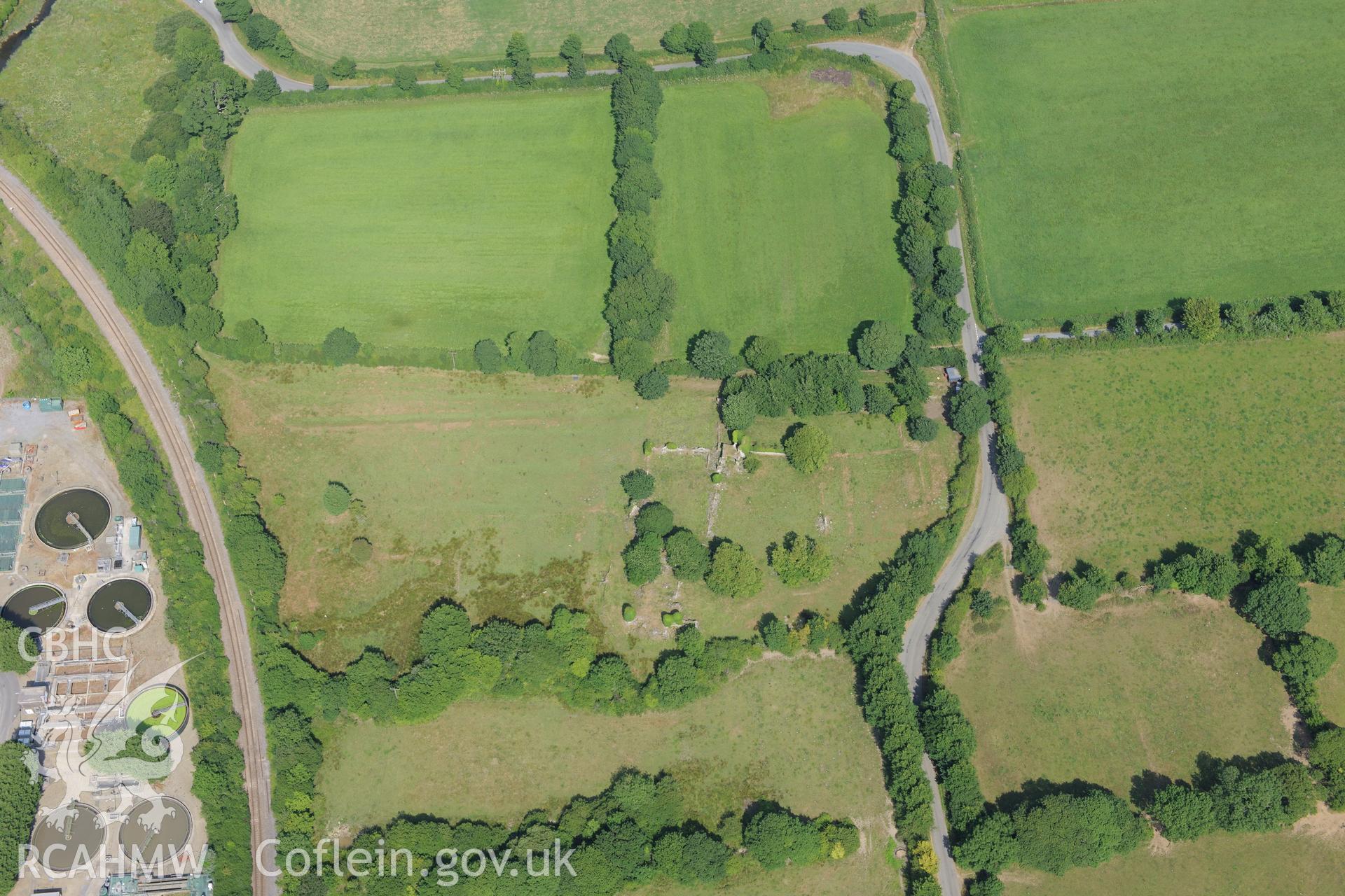 Haroldstone House and Haroldstone House garden earthworks, Haverfordwest. Oblique aerial photograph taken during the Royal Commission?s programme of archaeological aerial reconnaissance by Toby Driver on 16th July 2013.