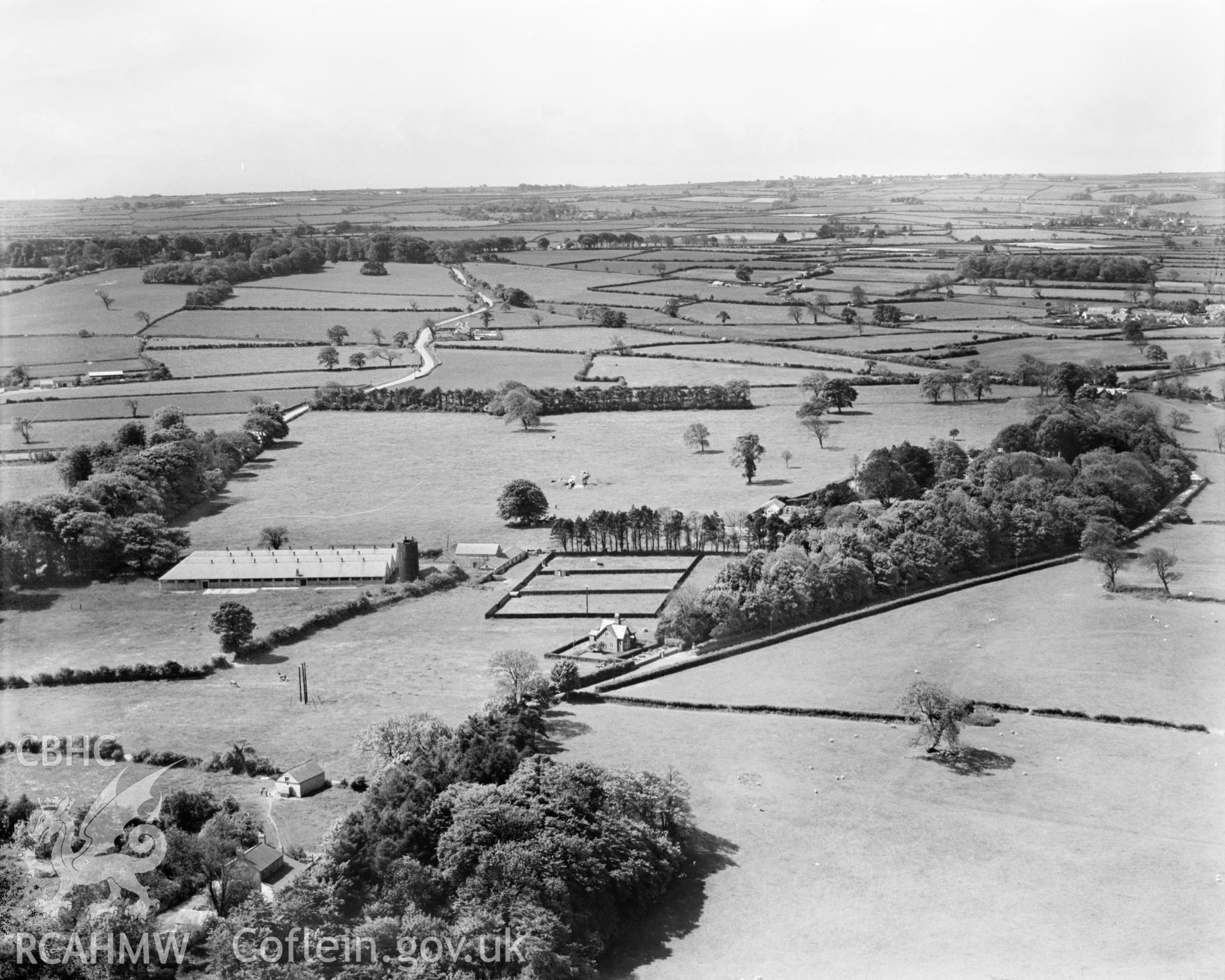 View of Prince of Wales Hospital, Cowbridge, oblique aerial view. 5?x4? black and white glass plate negative.