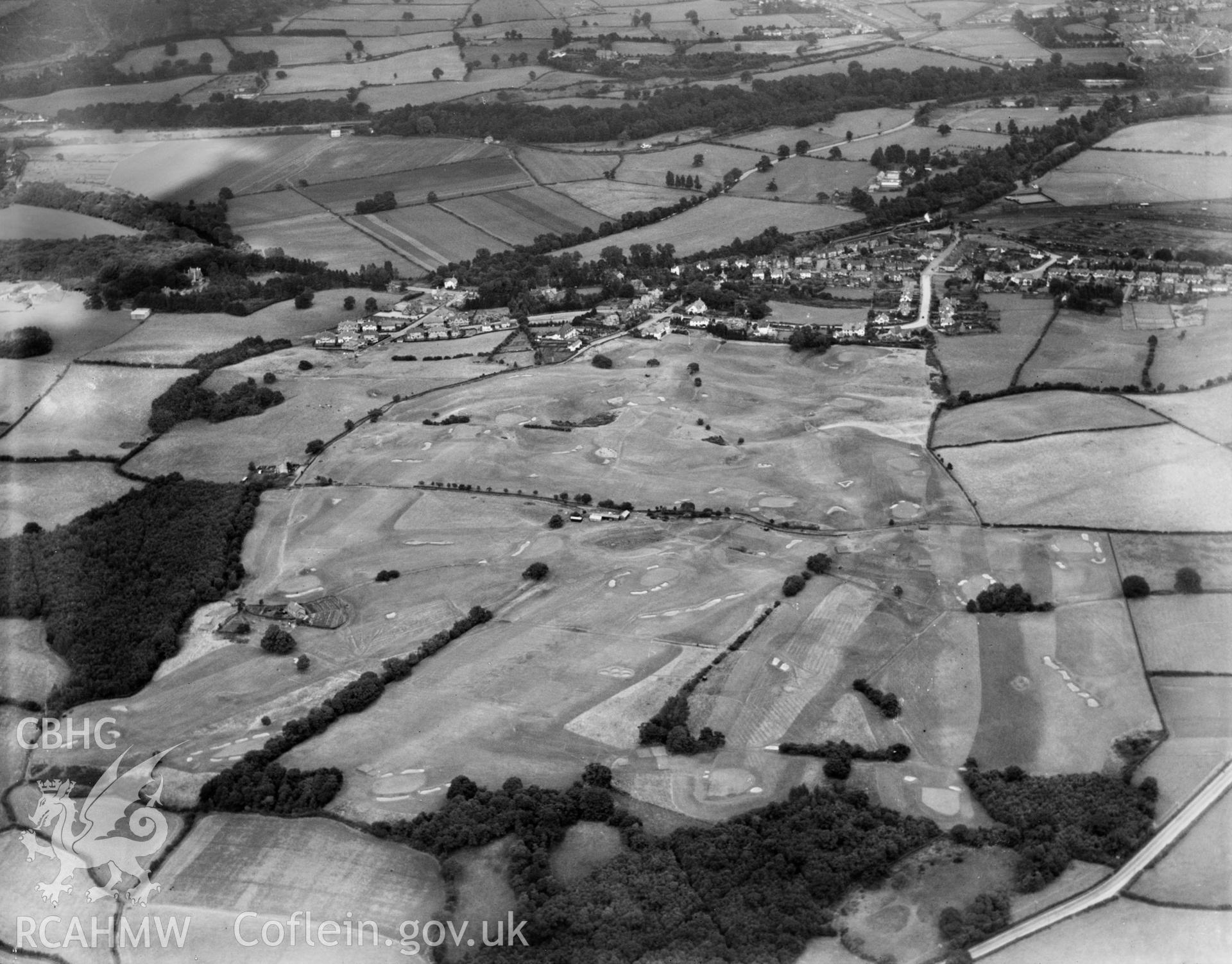 View of Radyr golf club, oblique aerial view. 5?x4? black and white glass plate negative.