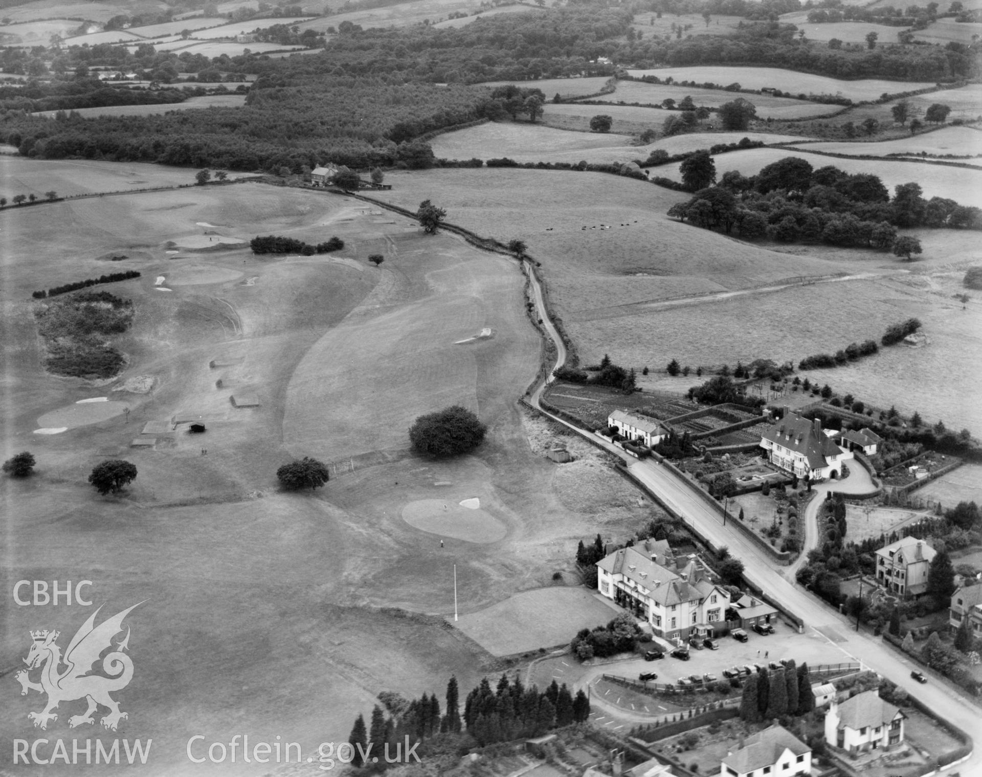 View of Radyr golf club, oblique aerial view. 5?x4? black and white glass plate negative.