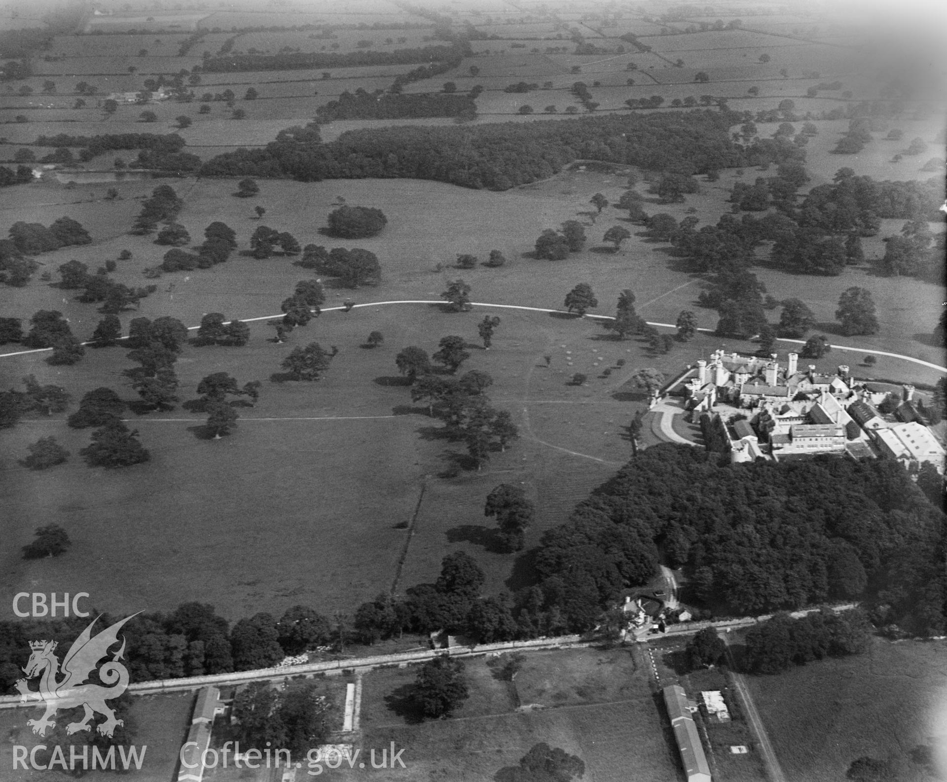 View of Bodelwyddan Castle showing Kimnel military camp in the foreground.