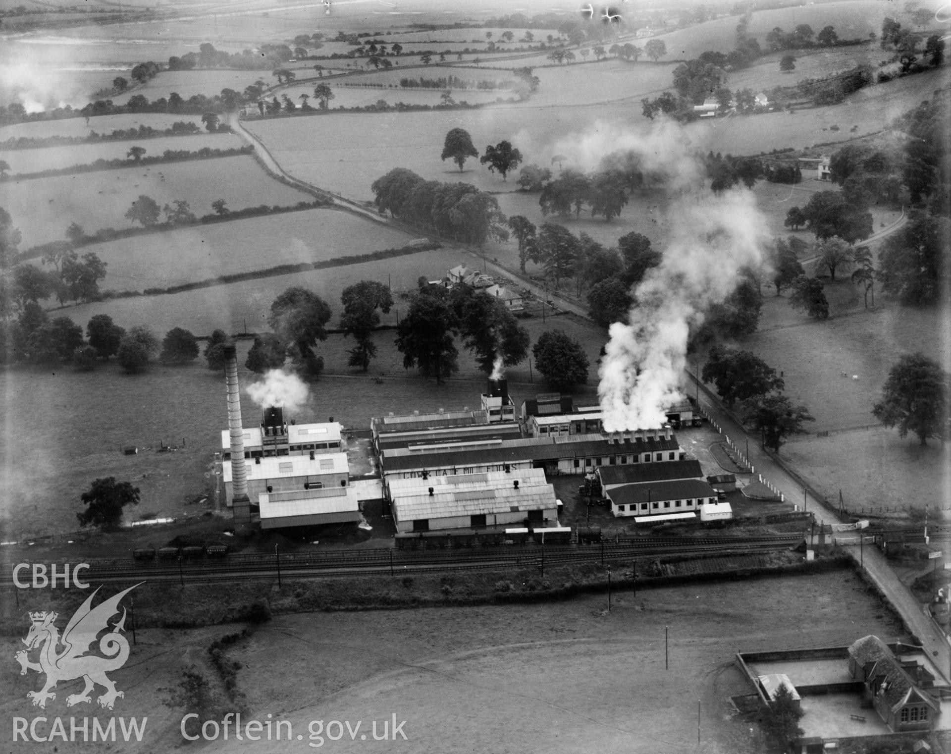 View of Johnstown Milk Factory, oblique aerial view. 5?x4? black and white glass plate negative.