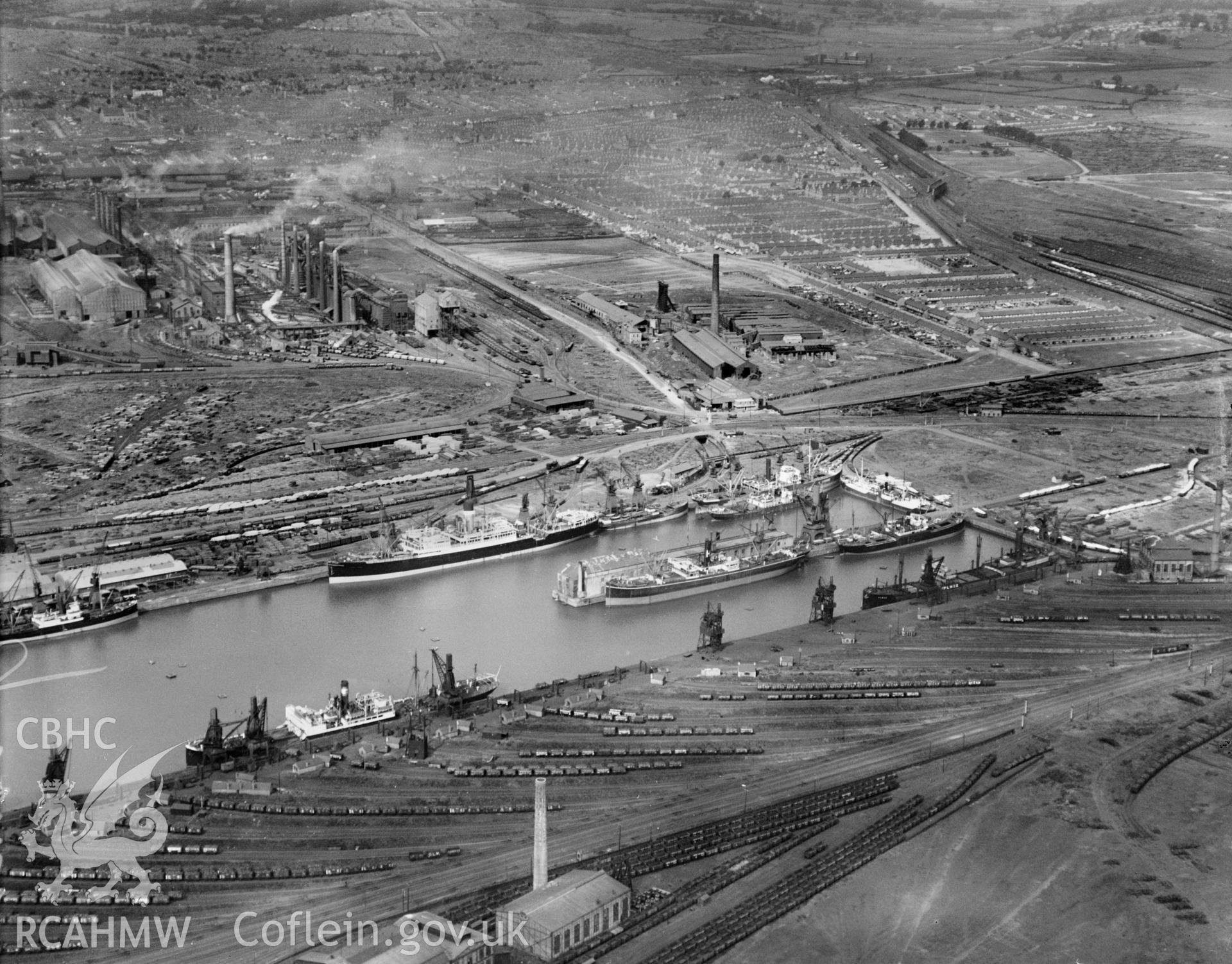 Guest, Keen & Nettleford works, Cardiff, oblique aerial view. 5?x4? black and white glass plate negative.