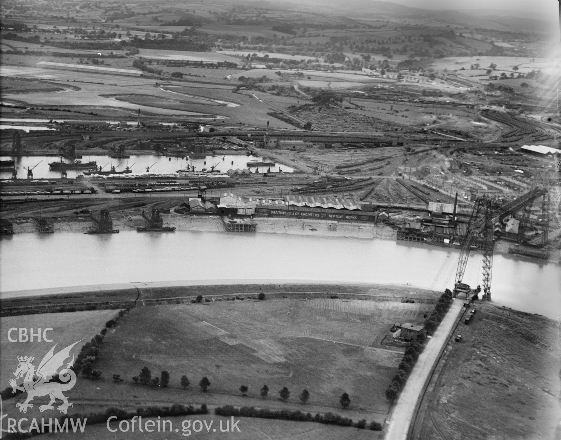 Braithwaite & Co., Newport, oblique aerial view. 5?x4? black and white glass plate negative.