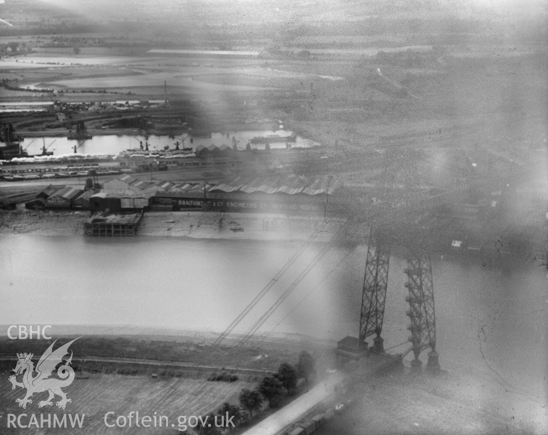 Braithwaite & Co., Newport, oblique aerial view. 5?x4? black and white glass plate negative.