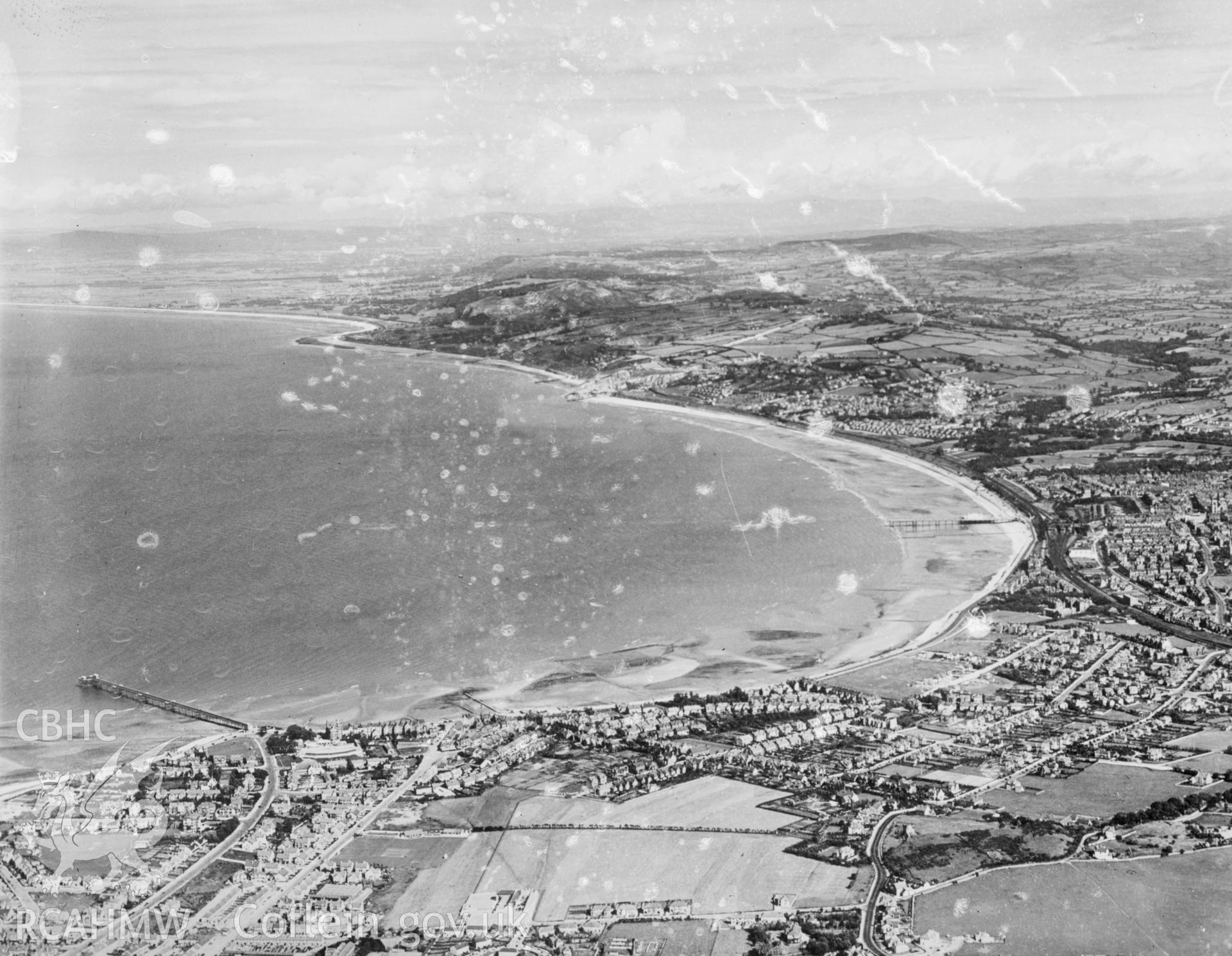 Distant view of Colwyn Bay. Oblique aerial photograph, 5?x4? BW glass plate.