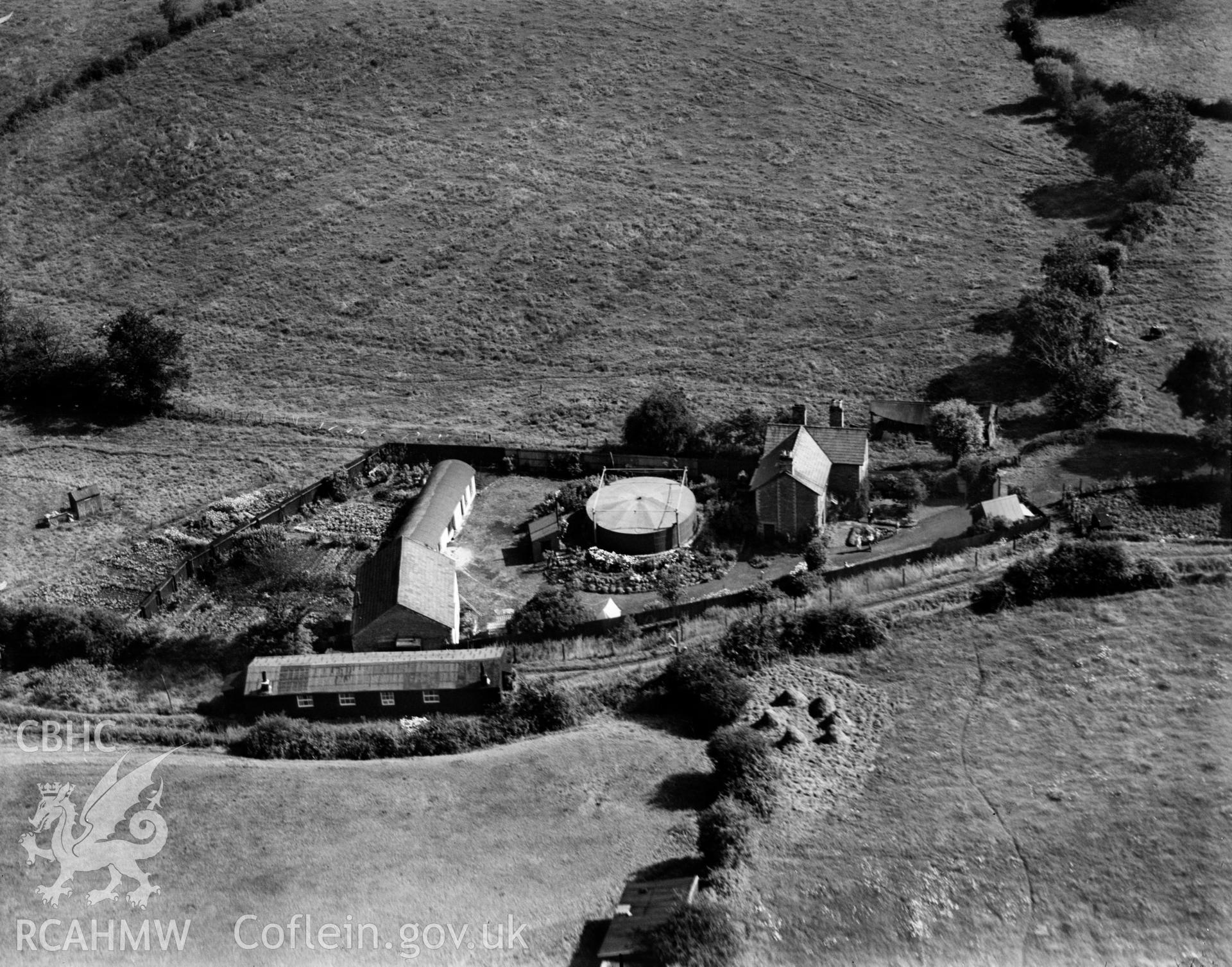 View of Caerleon Gas Works, oblique aerial view. 5?x4? black and white glass plate negative.