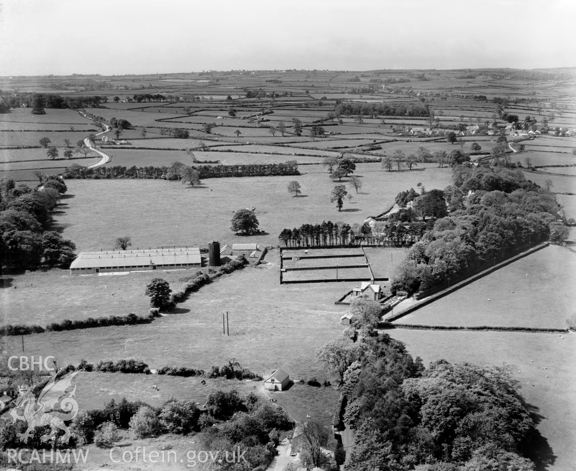 View of Prince of Wales Hospital, Cowbridge, oblique aerial view. 5?x4? black and white glass plate negative.