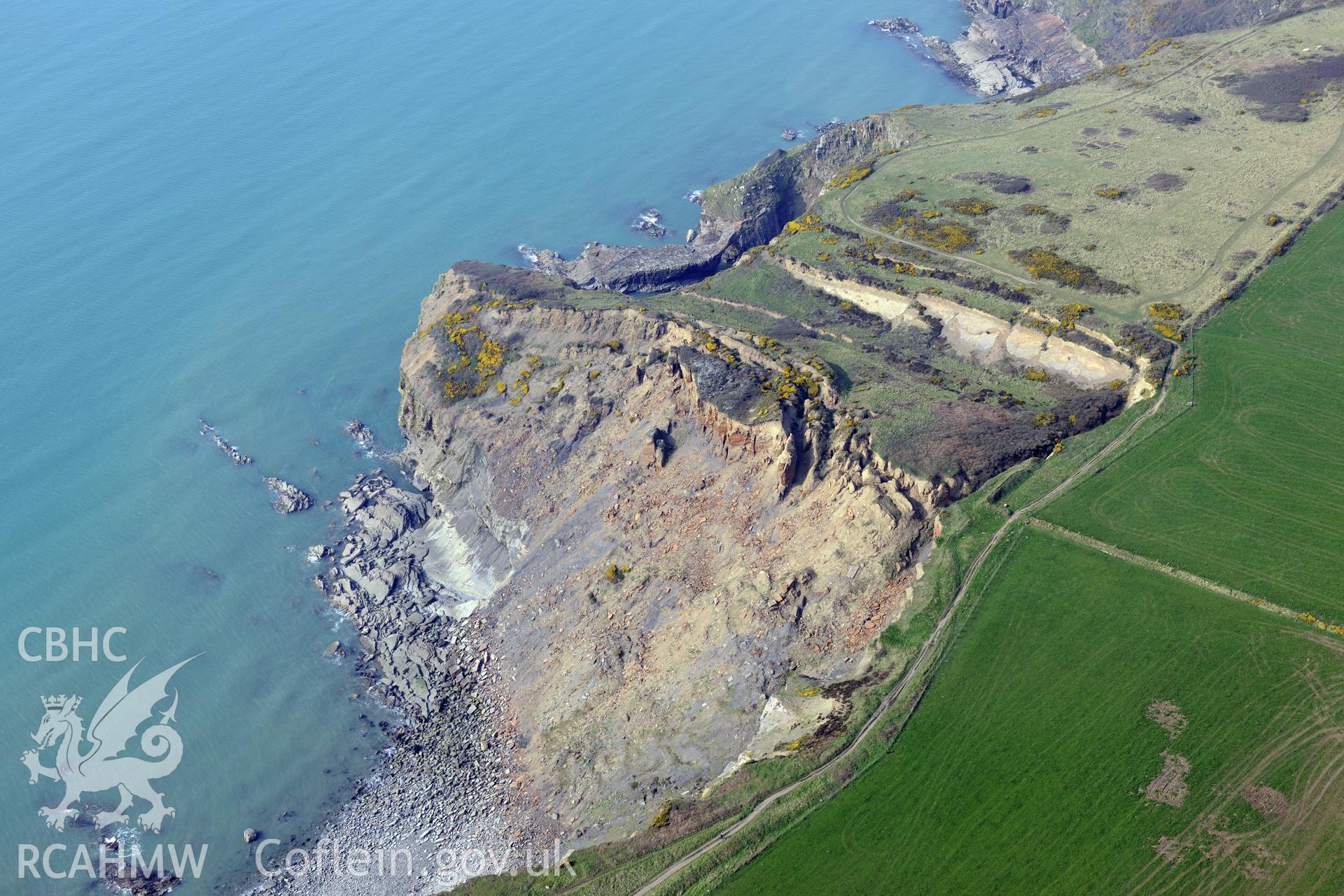 Aerial photography of Black Point Rath taken on 27th March 2017 for structure from motion monitoring. Baseline aerial reconnaissance survey for the CHERISH Project. ? Crown: CHERISH PROJECT 2017. Produced with EU funds through the Ireland Wales Co-operation Programme 2014-2020. All material made freely available through the Open Government Licence.
