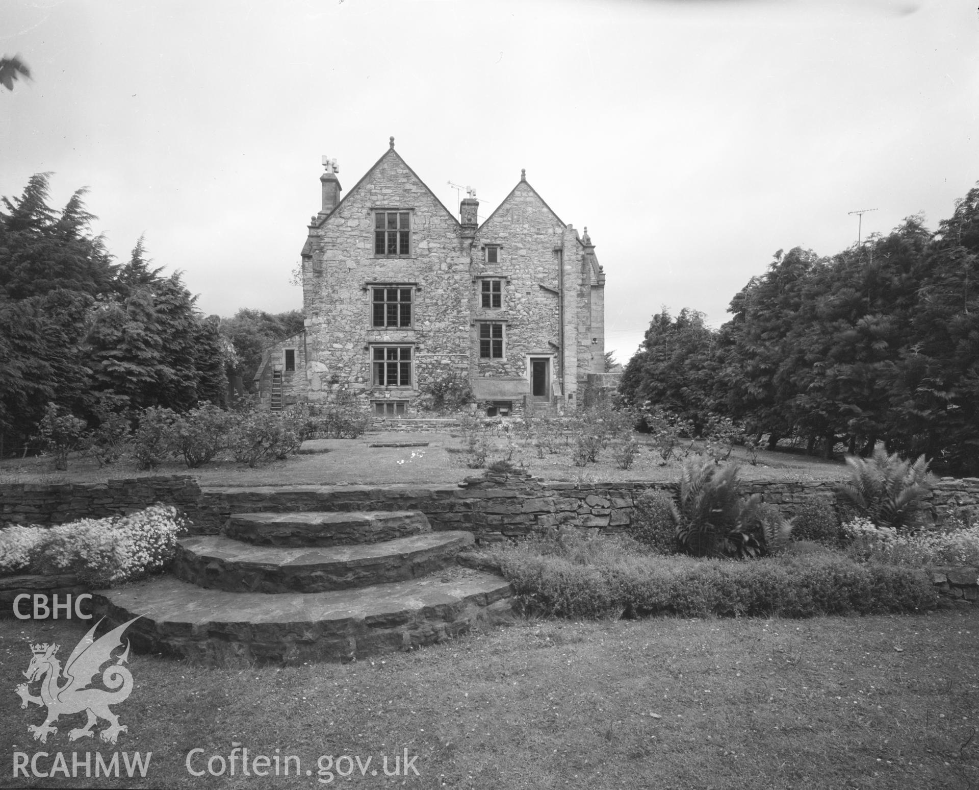 Digital copy of an acetate negative showing exterior view of Hen Blas, Flintshire.