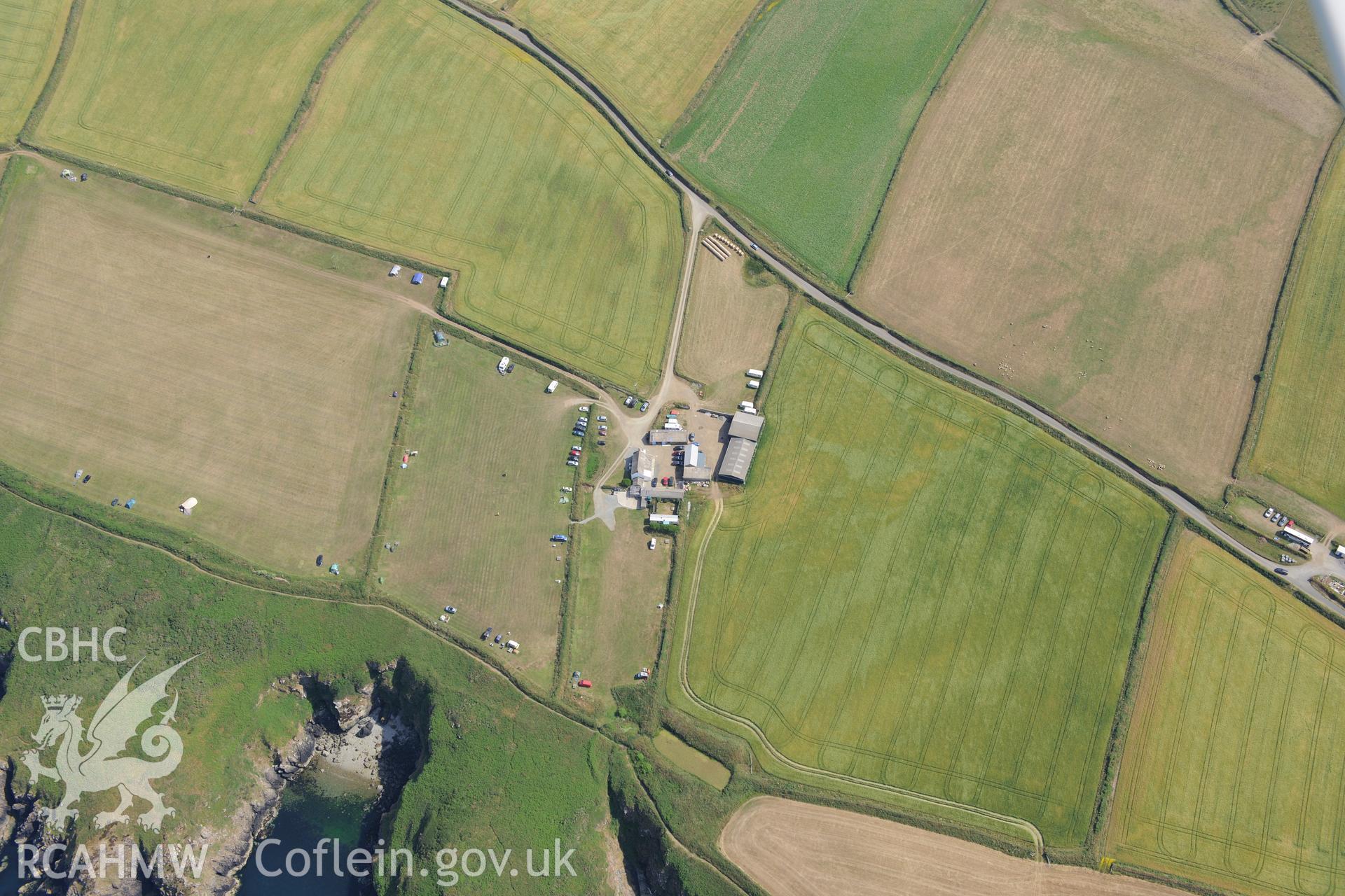 West Hook Farm, near Skomer Island, Pembrokeshire. Oblique aerial photograph taken during the Royal Commission?s programme of archaeological aerial reconnaissance by Toby Driver on 16th July 2013.