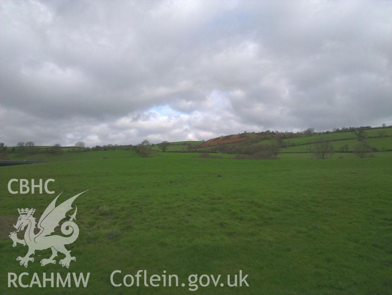 Digital colour photograph of the Maes Moydog battlefield. Photographed during Phase Three of the Welsh Battlefield Metal Detector Survey, carried out by Archaeology Wales, 2012-2014. Project code: 2041 - WBS/12/SUR.