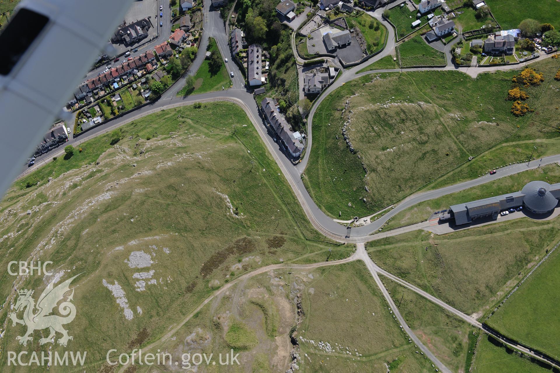 Great Orme tramway, Llandudno. Oblique aerial photograph taken during the Royal Commission?s programme of archaeological aerial reconnaissance by Toby Driver on 22nd May 2013.