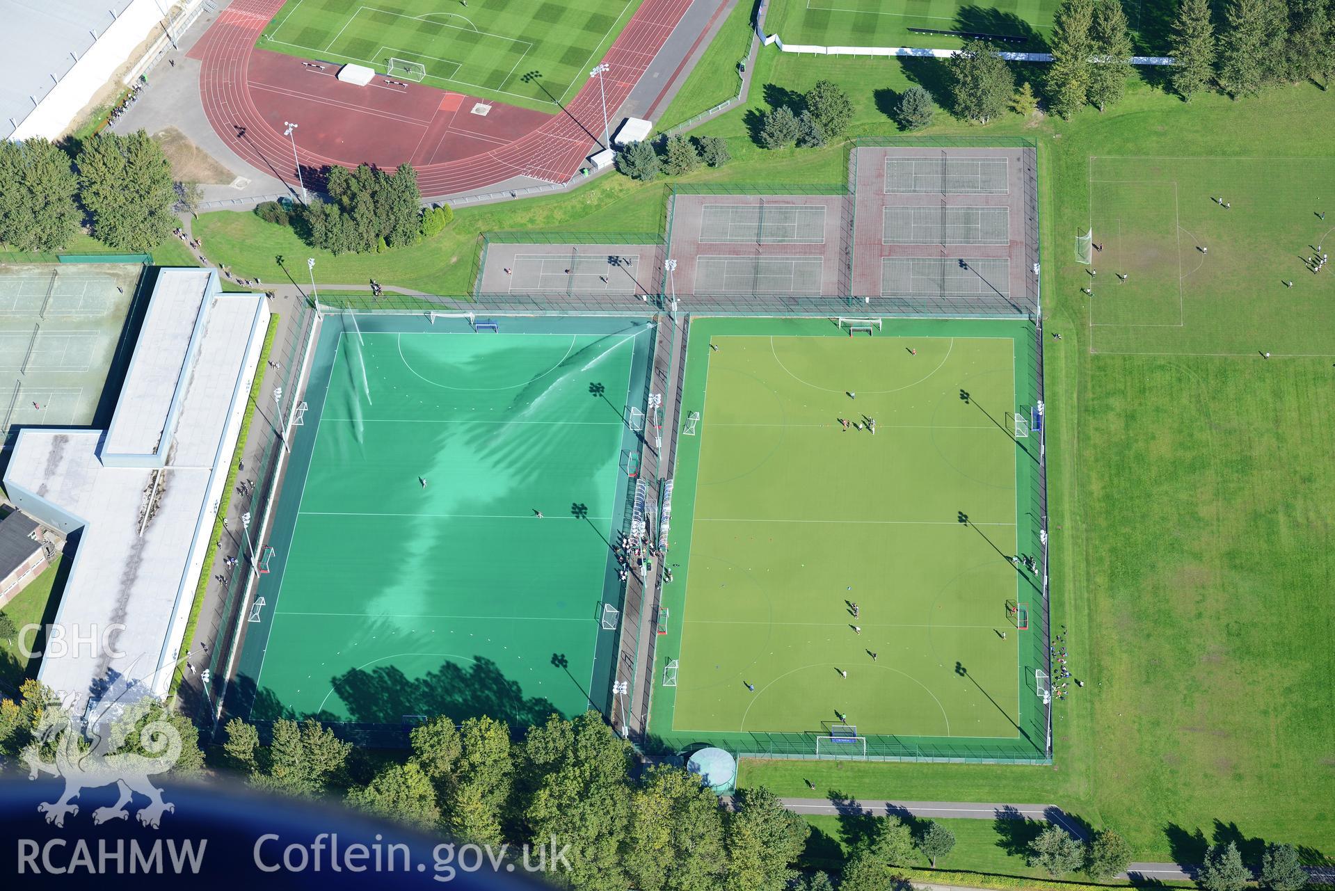 King George V field, Singleton Park, Swansea. Oblique aerial photograph taken during the Royal Commission's programme of archaeological aerial reconnaissance by Toby Driver on 30th September 2015.