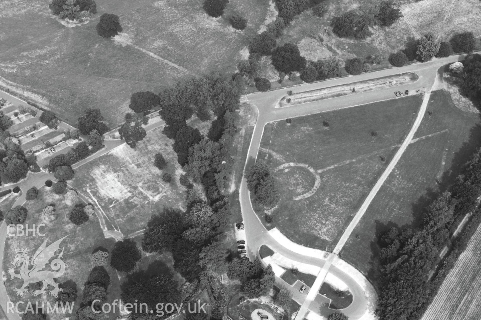 Royal Commission aerial photography of Dyffryn Gardens recorded during drought conditions on 22nd July 2013.