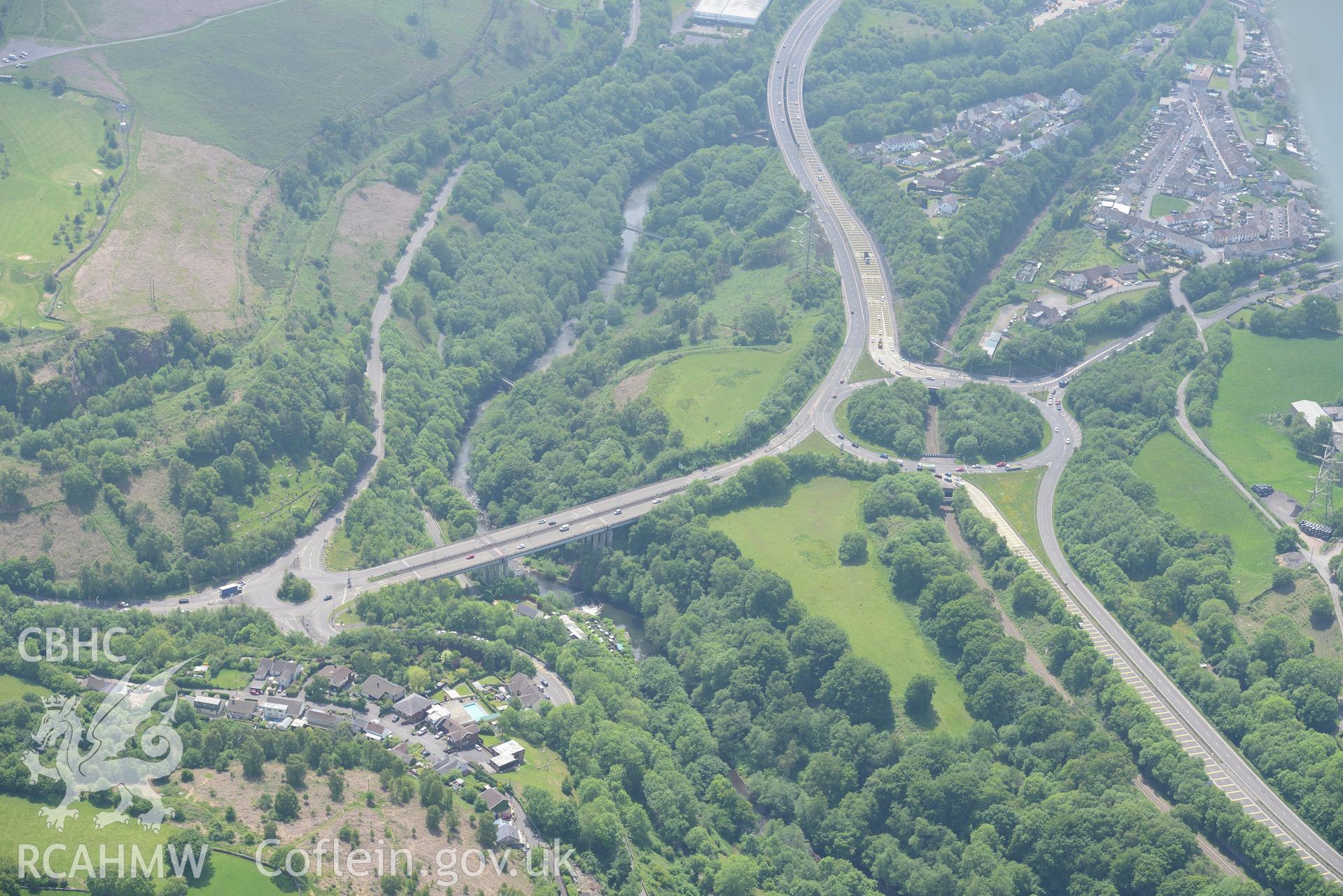 Abercynon. Oblique aerial photograph taken during the Royal Commission's programme of archaeological aerial reconnaissance by Toby Driver on 11th June 2015.