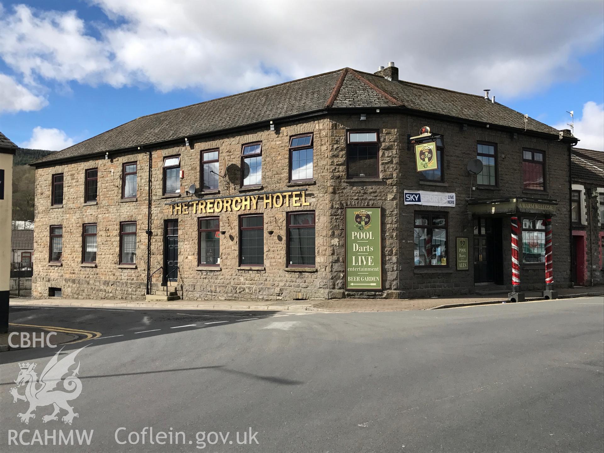 Colour photo showing view of Treorchy Hotel, taken by Paul R. Davis, 2018.