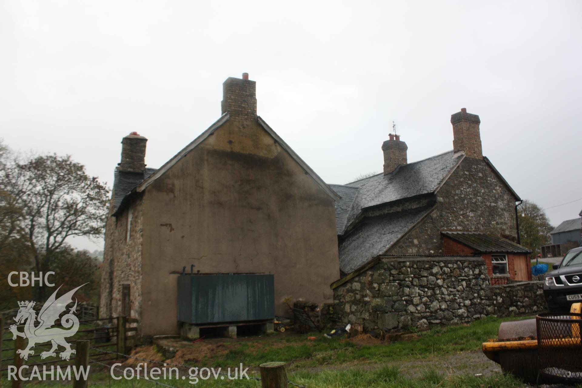 External view of Glanhafon-Fawr Farmhouse. Photographic survey of Glanhafon-Fawr Farmhouse conducted by Geoff Ward on 4th November 2010.