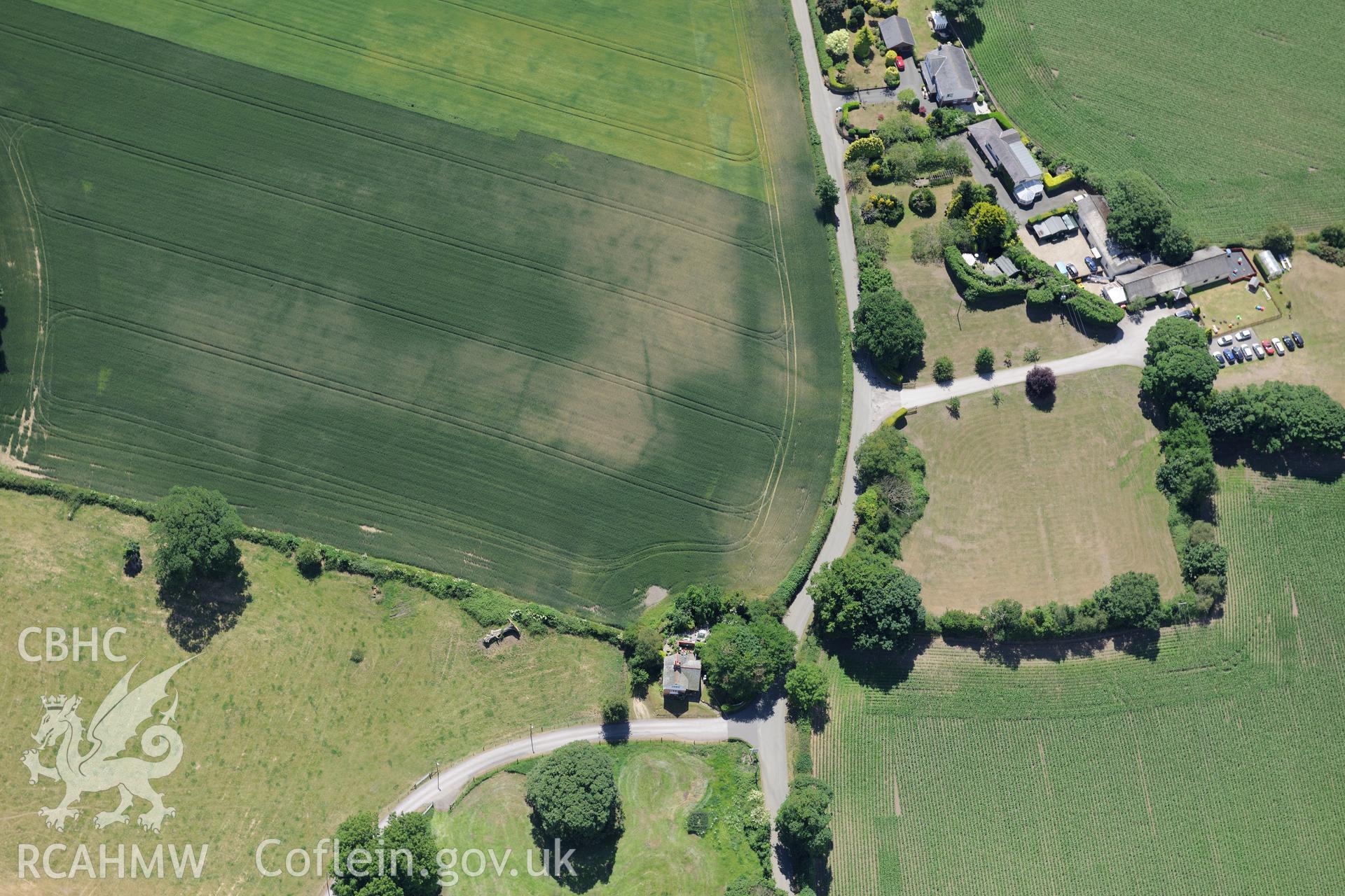 Fair Fields, on the northern outskirts of Wrexham. Oblique aerial photograph taken during the Royal Commission's programme of archaeological aerial reconnaissance by Toby Driver on 30th June 2015.