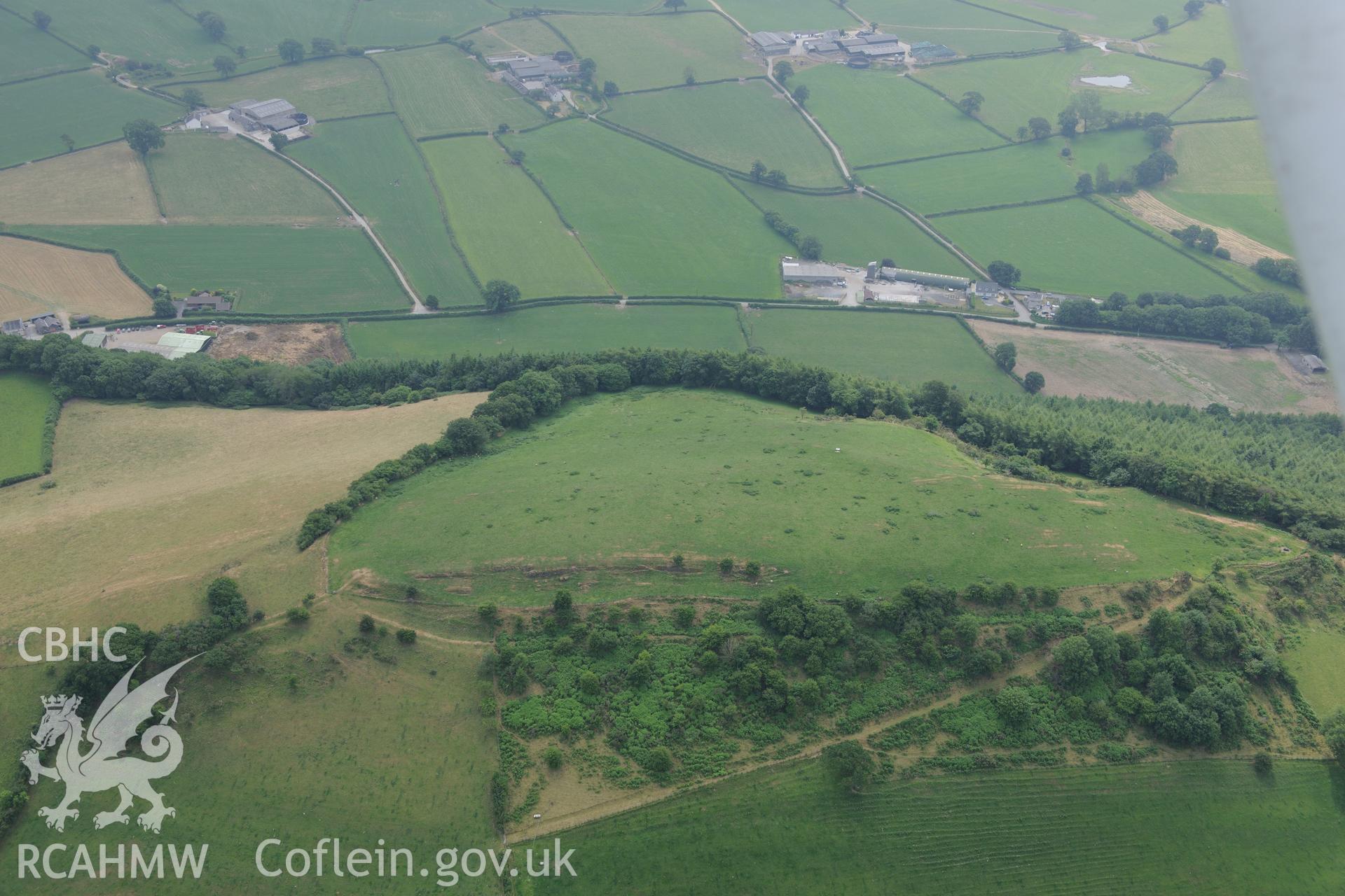 Royal Commission aerial photography of Merlin's Hill Fort taken during drought conditions on 22nd July 2013.