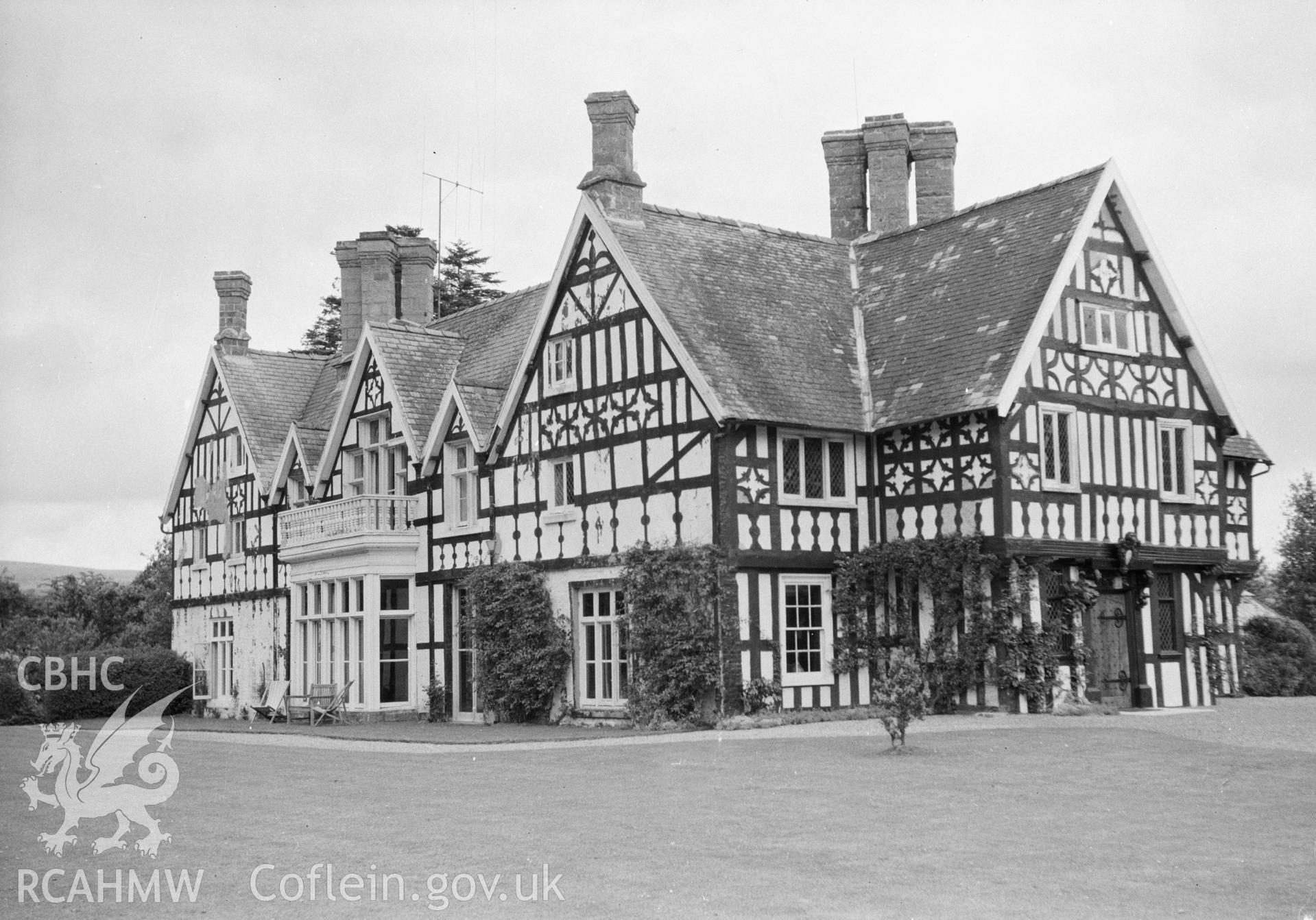 Digital copy of a nitrate negative showing view of Maesmawr Hall.