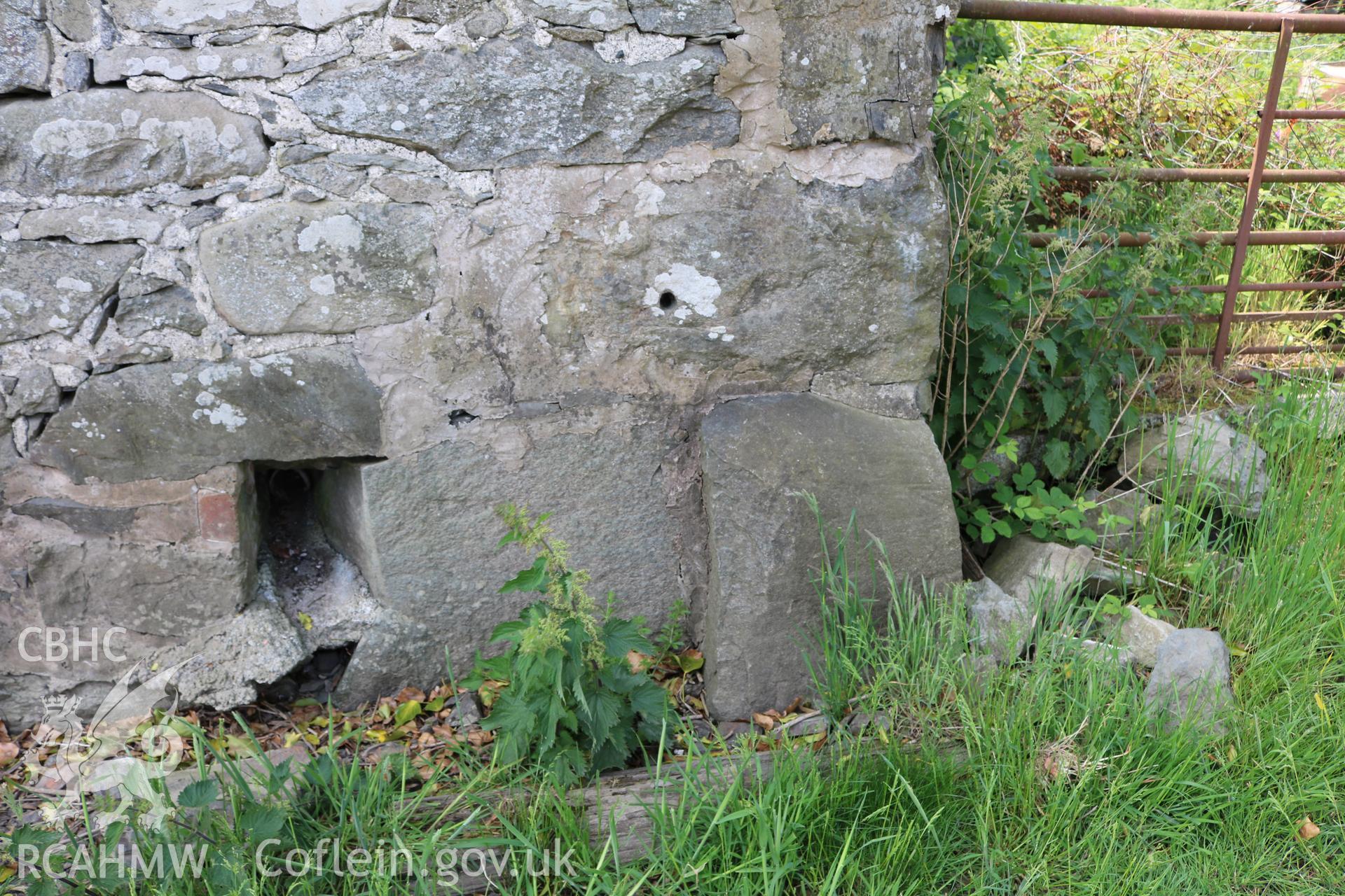 Photograph showing exterior view of dairy, at Maes yr Hendre, taken by Dr Marian Gwyn, 6th July 2016. (Original Reference no. 0223)