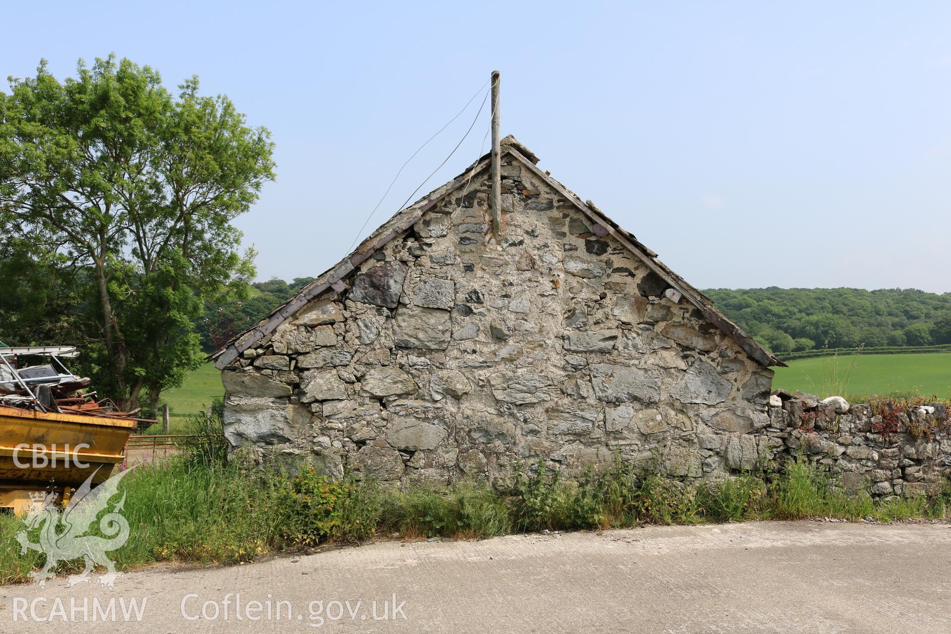 Photograph showing exterior view of dairy, at Maes yr Hendre, taken by Dr Marian Gwyn, 6th July 2016. (Original Reference no. 0297)