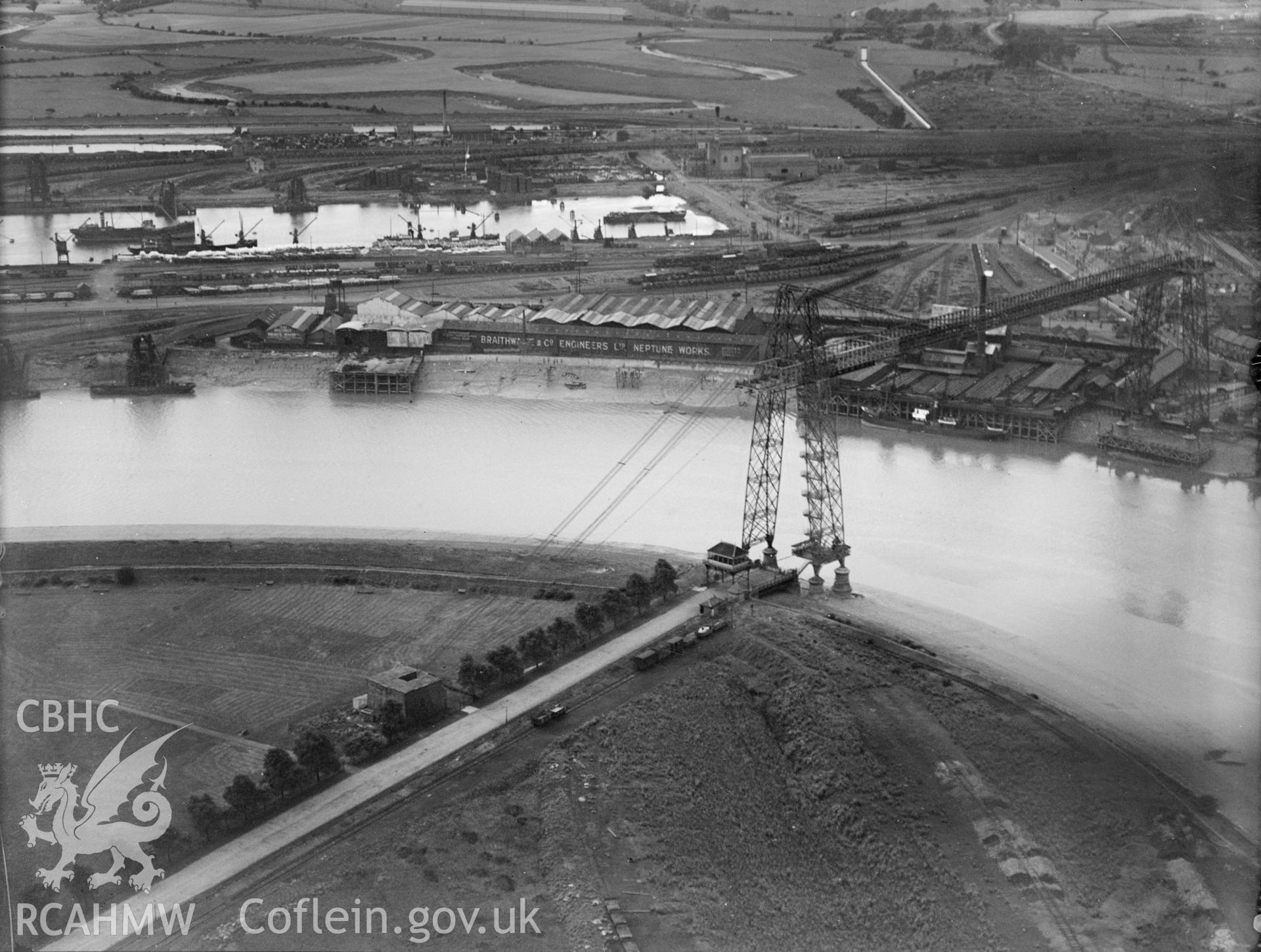 Braithwaite & Co., Newport, oblique aerial view. 5?x4? black and white glass plate negative.