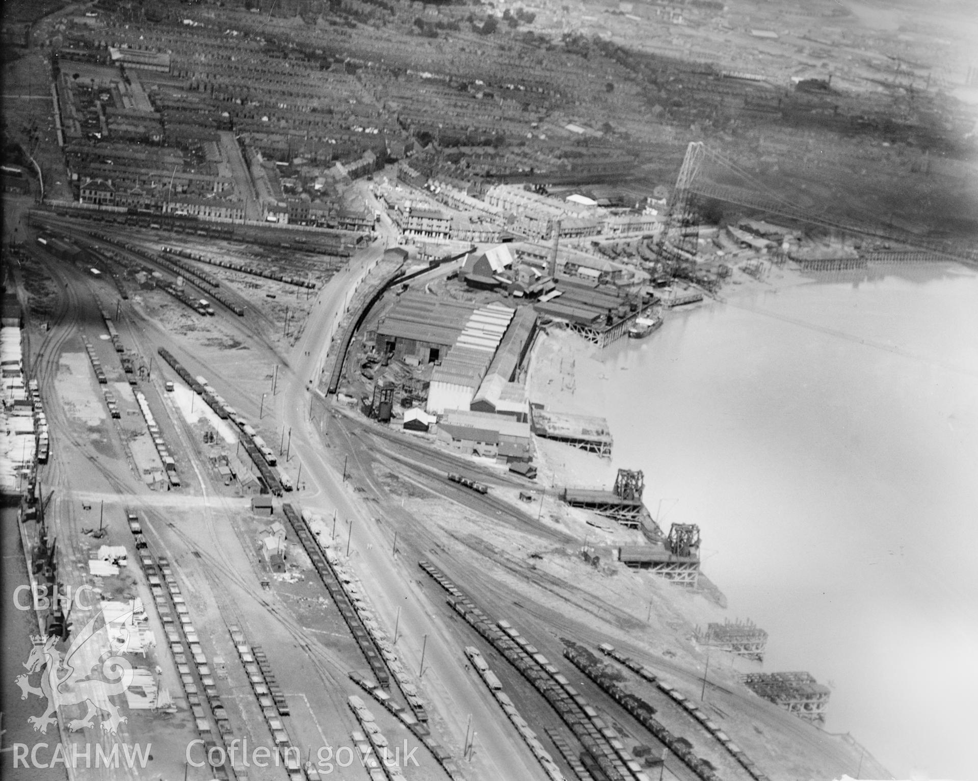 Braithwaite & Co., Newport, oblique aerial view. 5?x4? black and white glass plate negative.