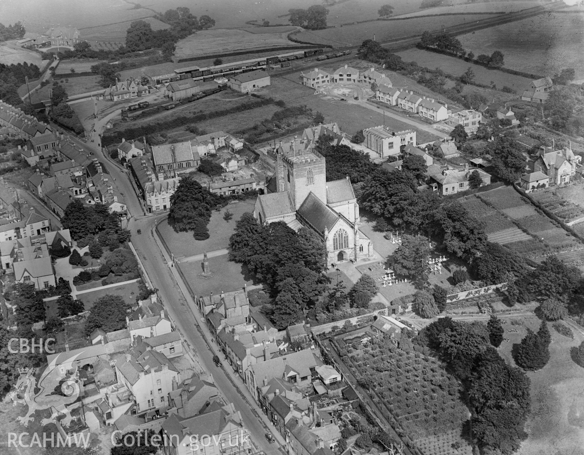 St. Asaph, oblique aerial view. 5?x4? black and white glass plate negative.