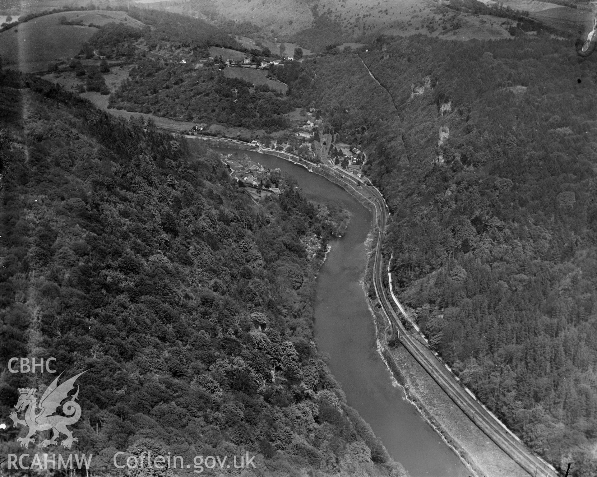 View of landscape near Monmouth, oblique aerial view. 5?x4? black and white glass plate negative.