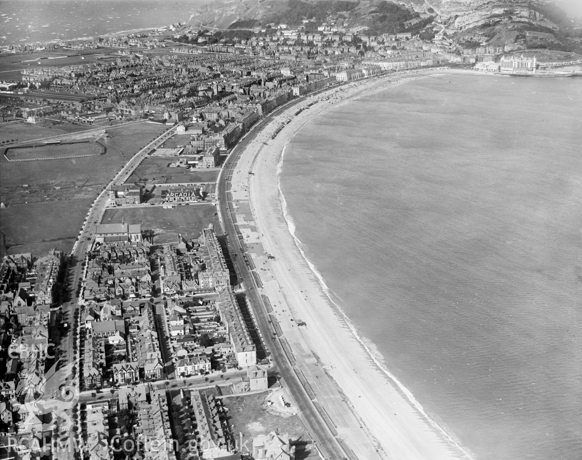 General view of Llandudno, oblique aerial view. 5?x4? black and white glass plate negative.