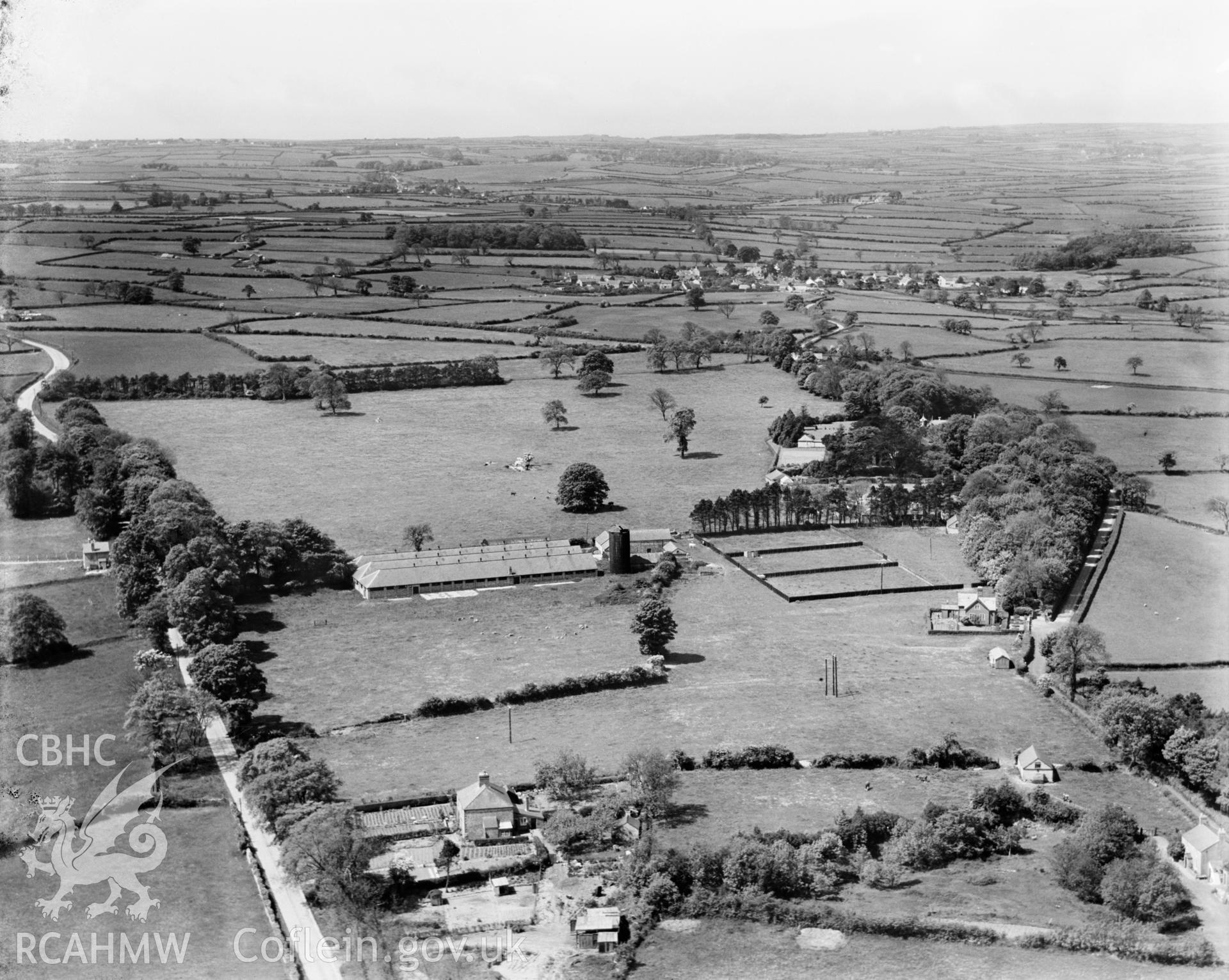 View of Prince of Wales Hospital, Cowbridge, oblique aerial view. 5?x4? black and white glass plate negative.