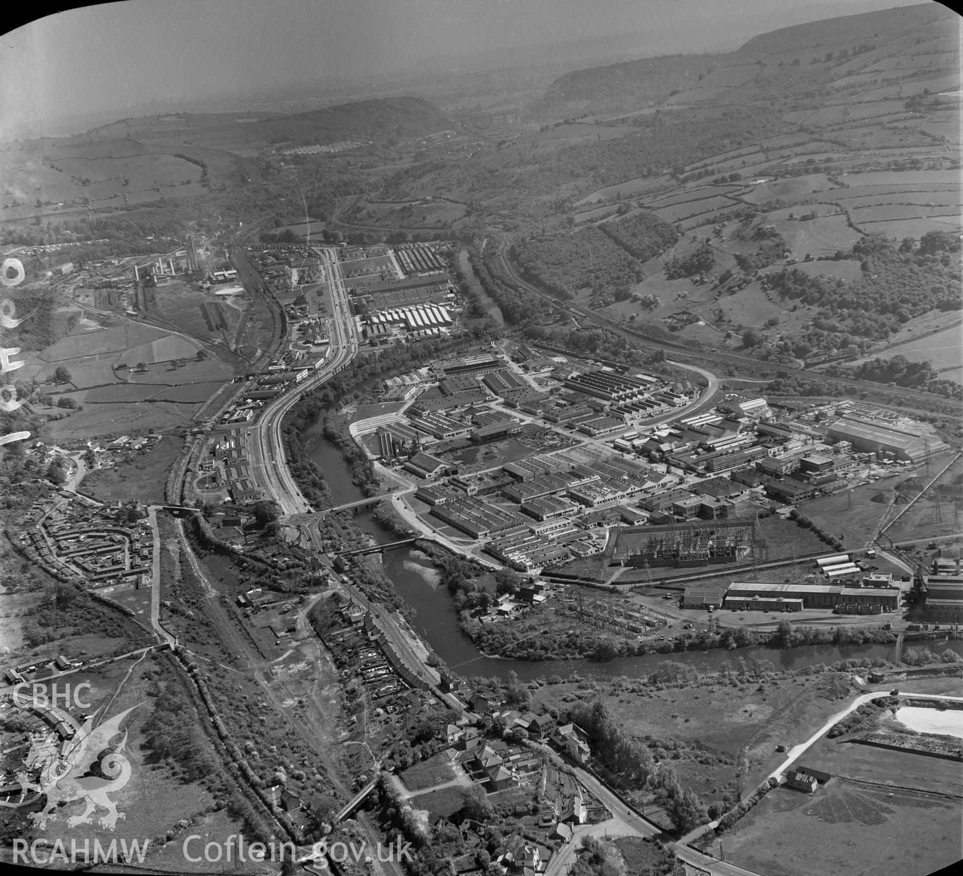 Black and white oblique aerial photograph showing Treforest Trading Estate, from Aerofilms album Glamorgan S-Z (W29), taken by Aerofilms Ltd and dated 1952.