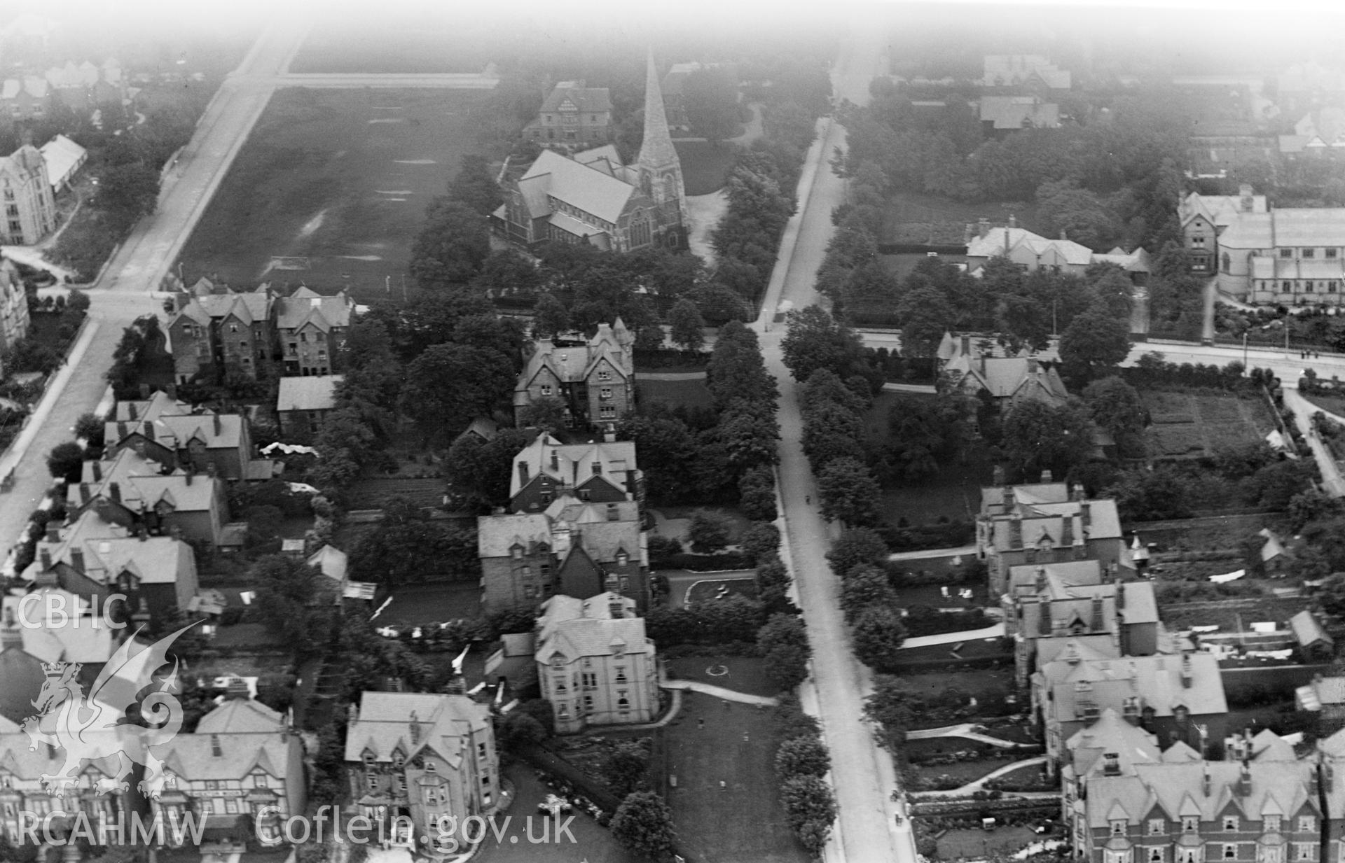 View of Colwyn Bay, oblique aerial view. 5?x4? black and white glass plate negative.