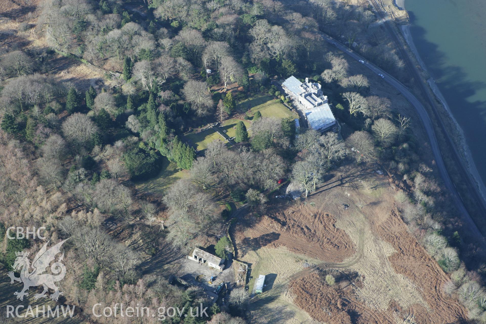 RCAHMW colour oblique photograph of Glandyfi Castle. Taken by Toby Driver on 08/03/2010.
