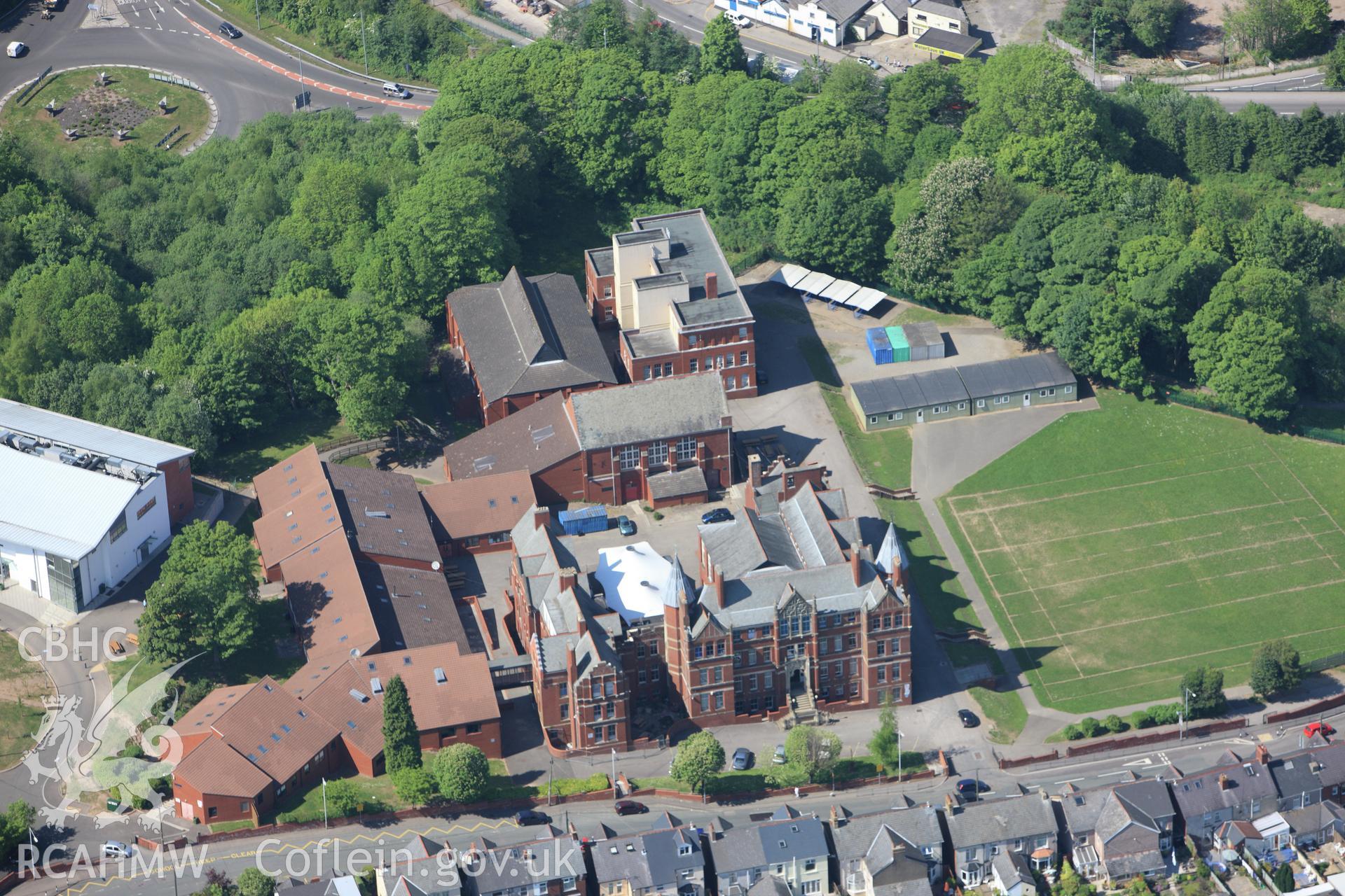 RCAHMW colour oblique photograph of West Monmouth School, Blaendare Road, Pontypool. Taken by Toby Driver on 24/05/2010.