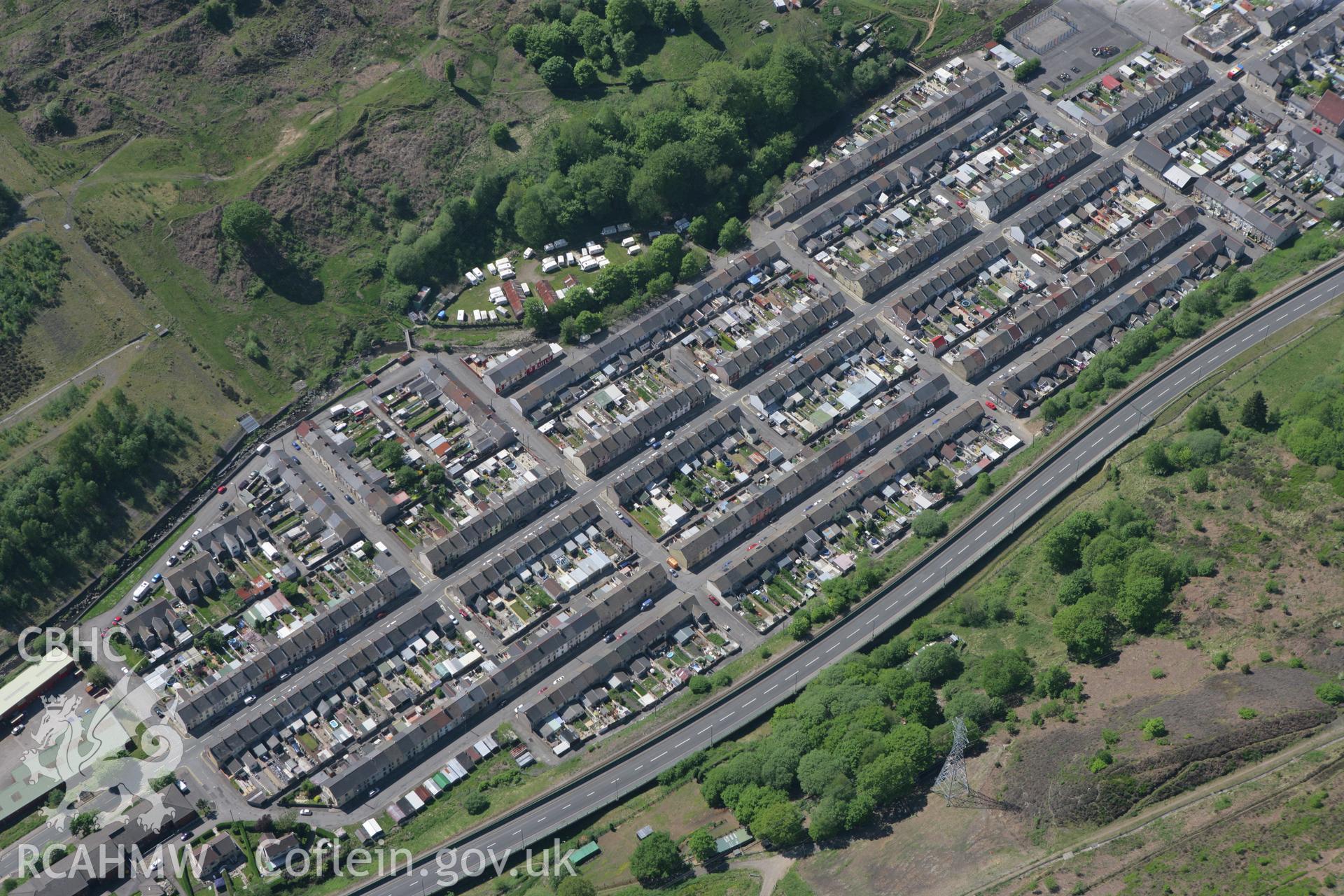 RCAHMW colour oblique photograph of housing at Cwm village, Ebbw Vale. Taken by Toby Driver on 24/05/2010.