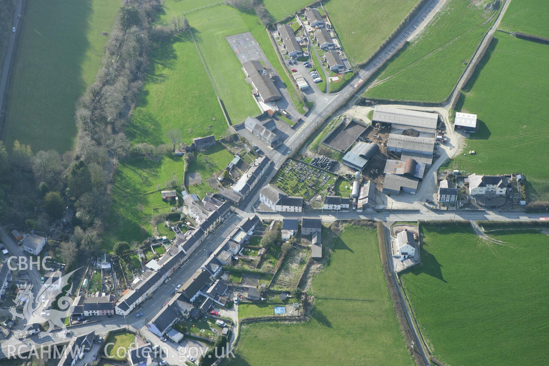 RCAHMW colour oblique aerial photograph of Cynwyl Elfed. Taken on 13 April 2010 by Toby Driver