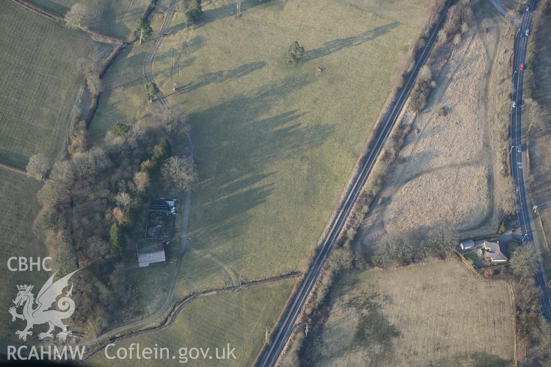 RCAHMW colour oblique photograph of Llandrindod Common Roman Camp XIX (Howie Roman Camp). Taken by Toby Driver on 11/03/2010.