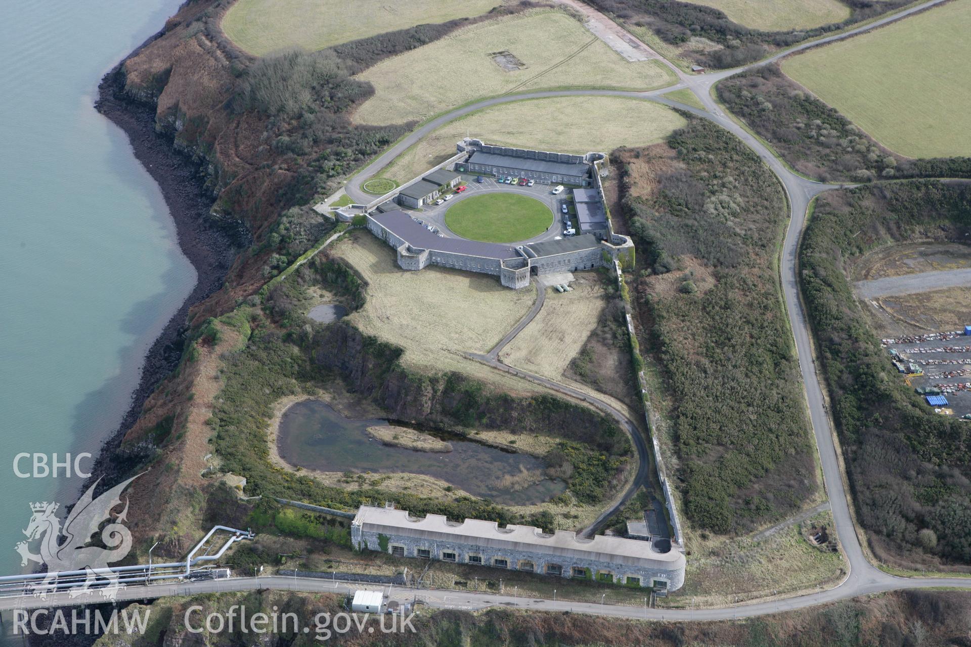 RCAHMW colour oblique aerial photograph of Fort Popton. Taken on 02 March 2010 by Toby Driver