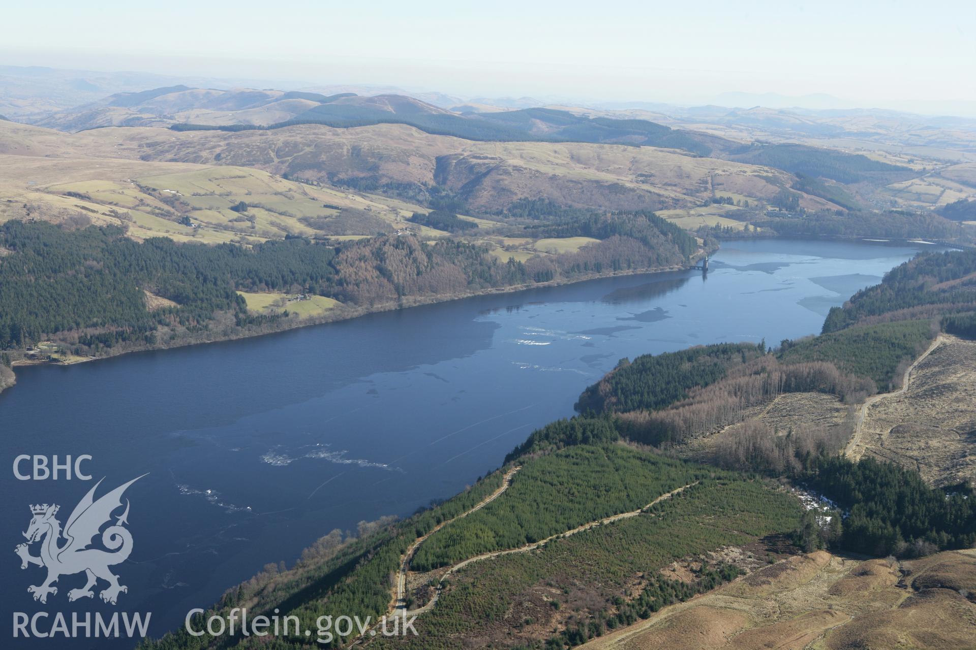 RCAHMW colour oblique photograph of Lake Vyrnwy. Taken by Toby Driver on 08/03/2010.